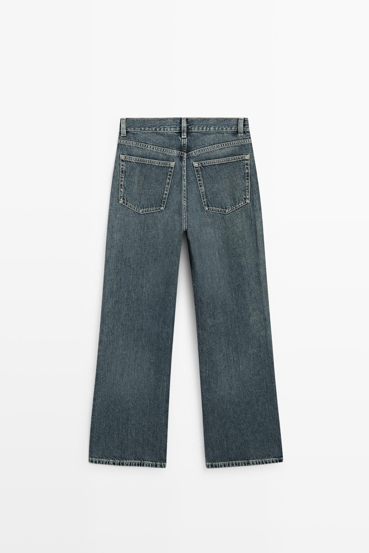 High-waist wide-leg jeans — Dark blue