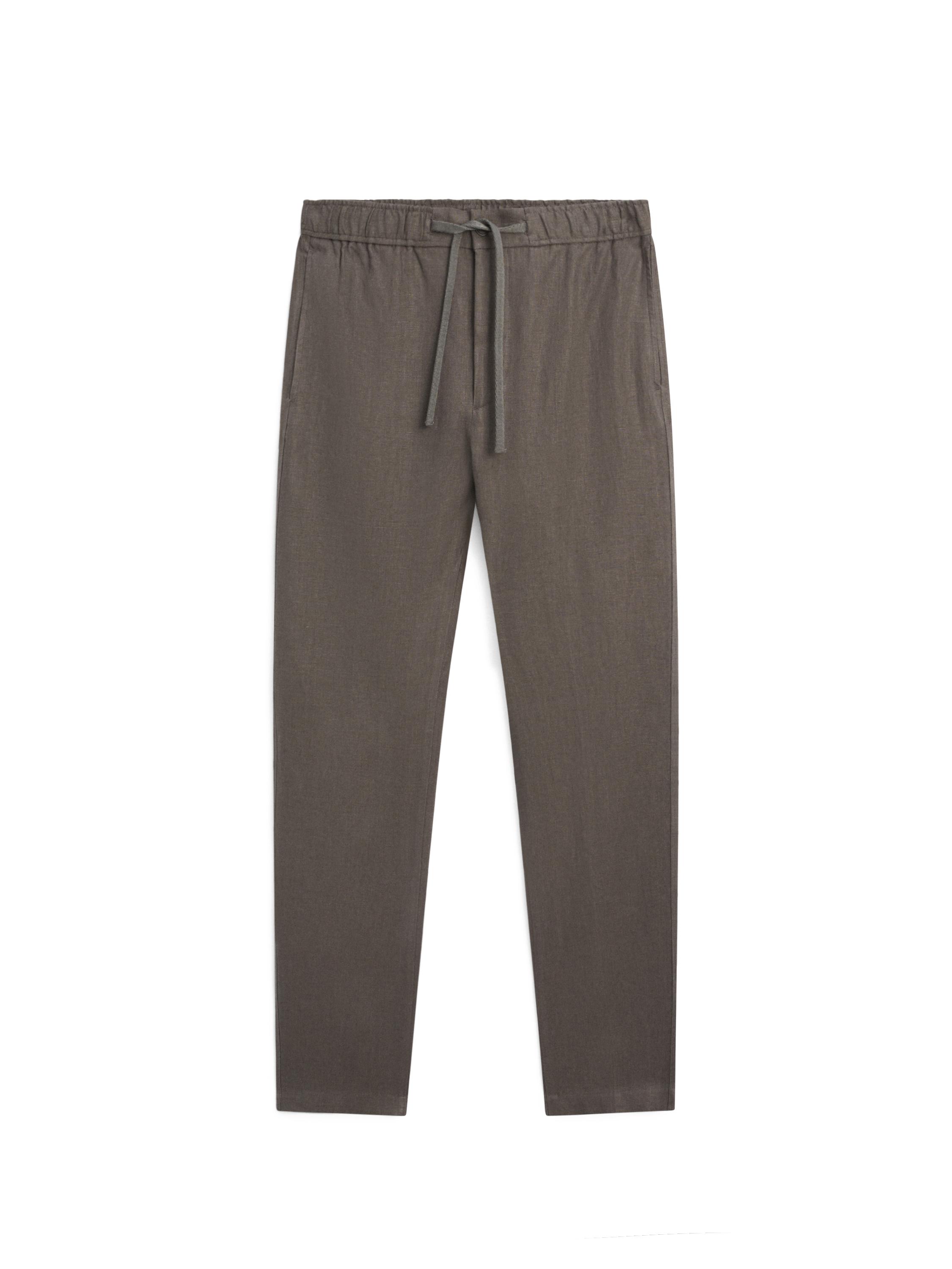 Linen jogger fit pants — Greyish green