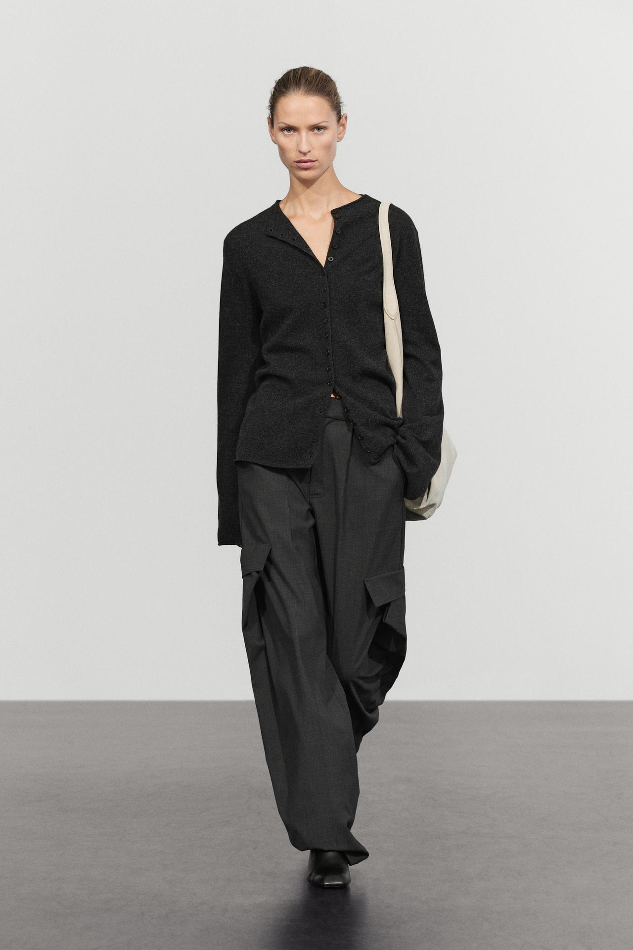 Wool-blend knit cardigan with buttons — ANTHRACITE GREY