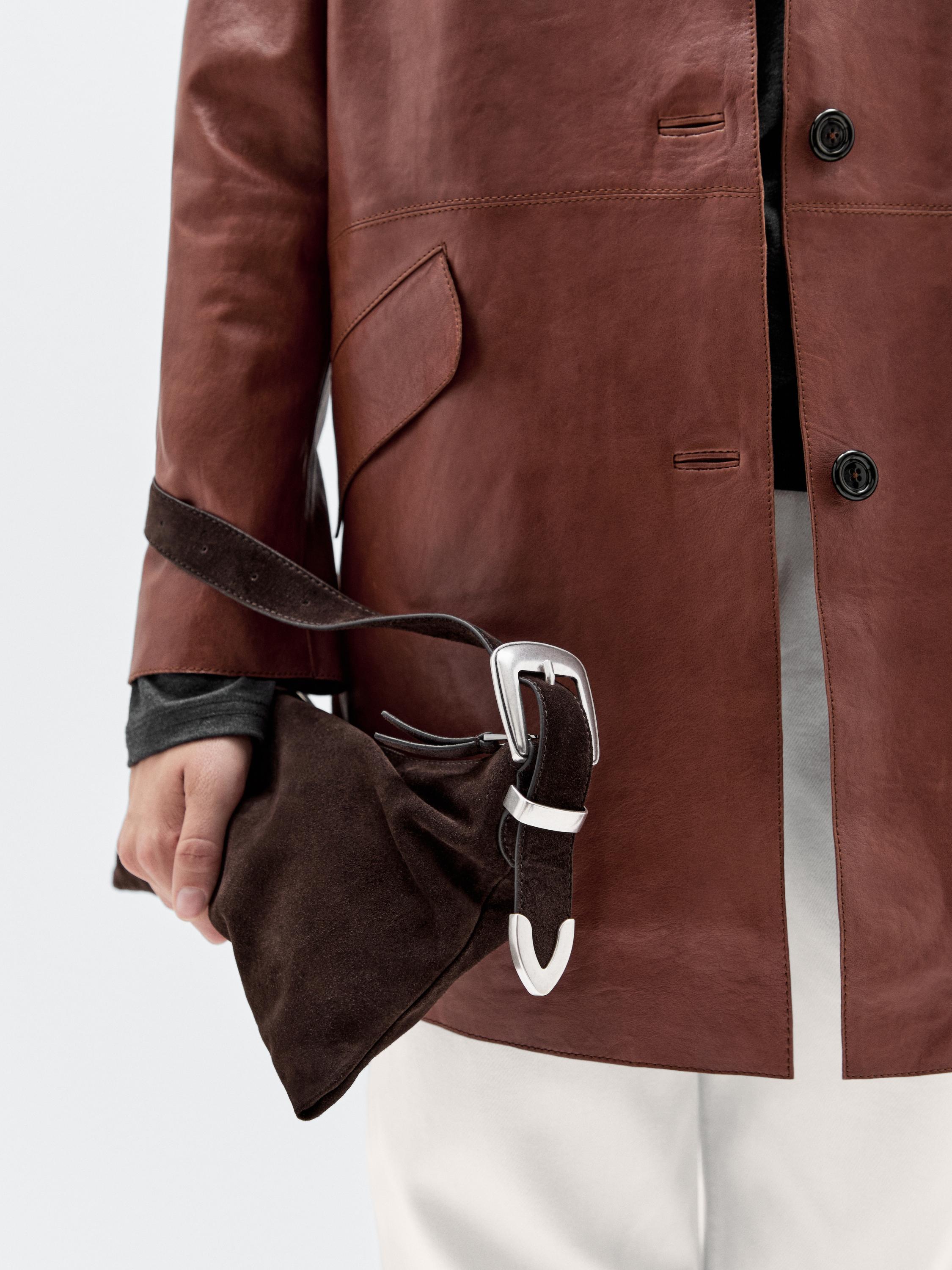 Medium-sized split suede bag