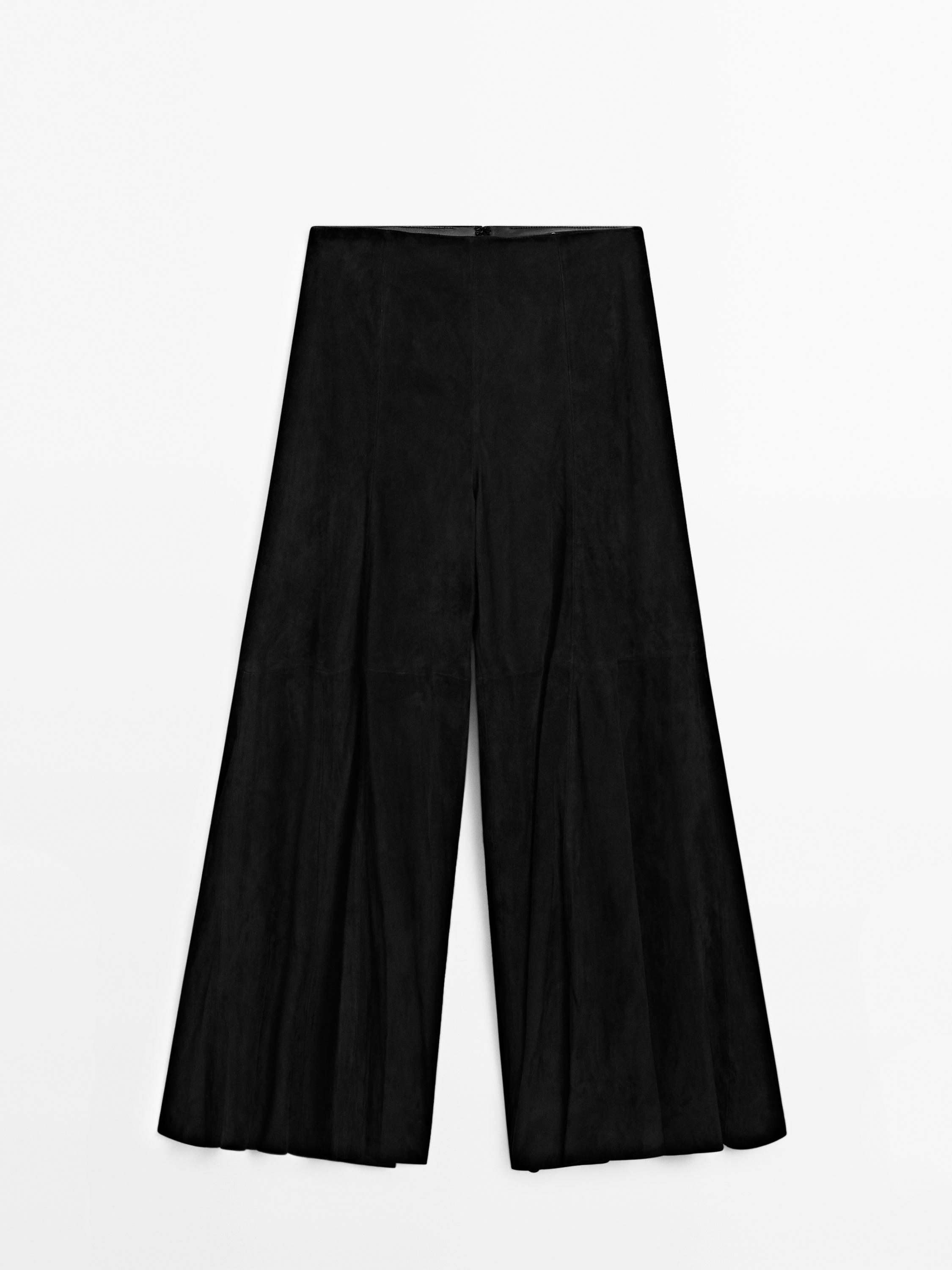★ Massimo Dutti★ Suede leather pants 05305515700 Suede leather trousers · Brown · Skirts | Massimo Dutti