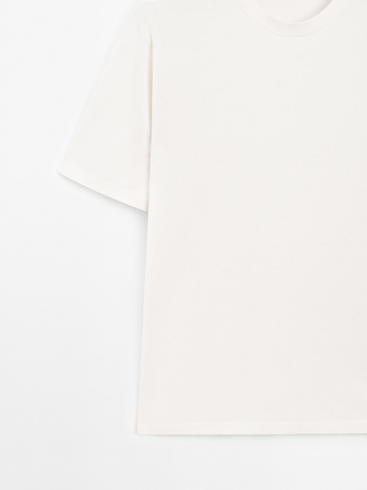 100% cotton short sleeve round neck T-shirt — CREAM