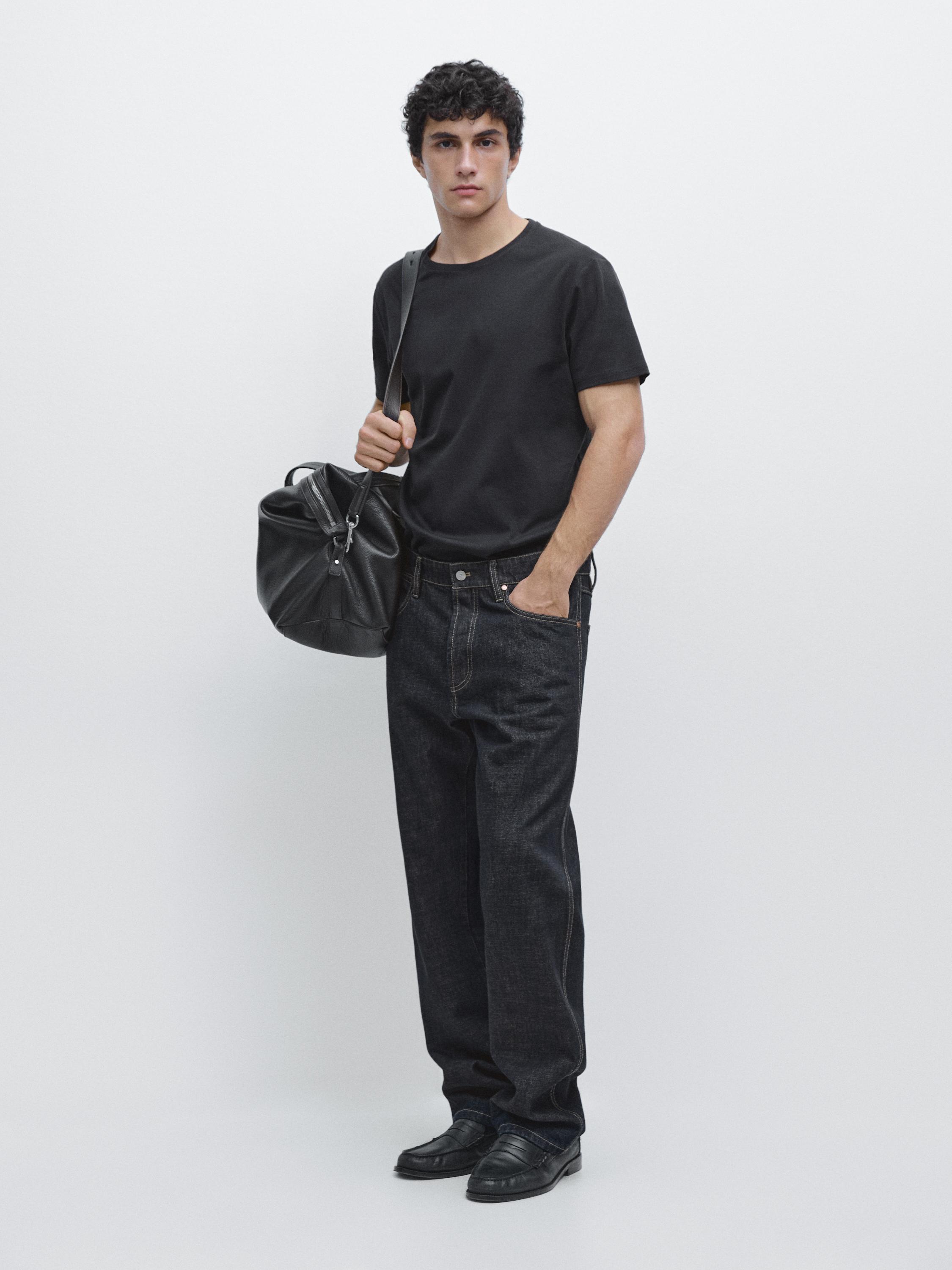 100% mercerised cotton T-shirt — NAVY BLUE