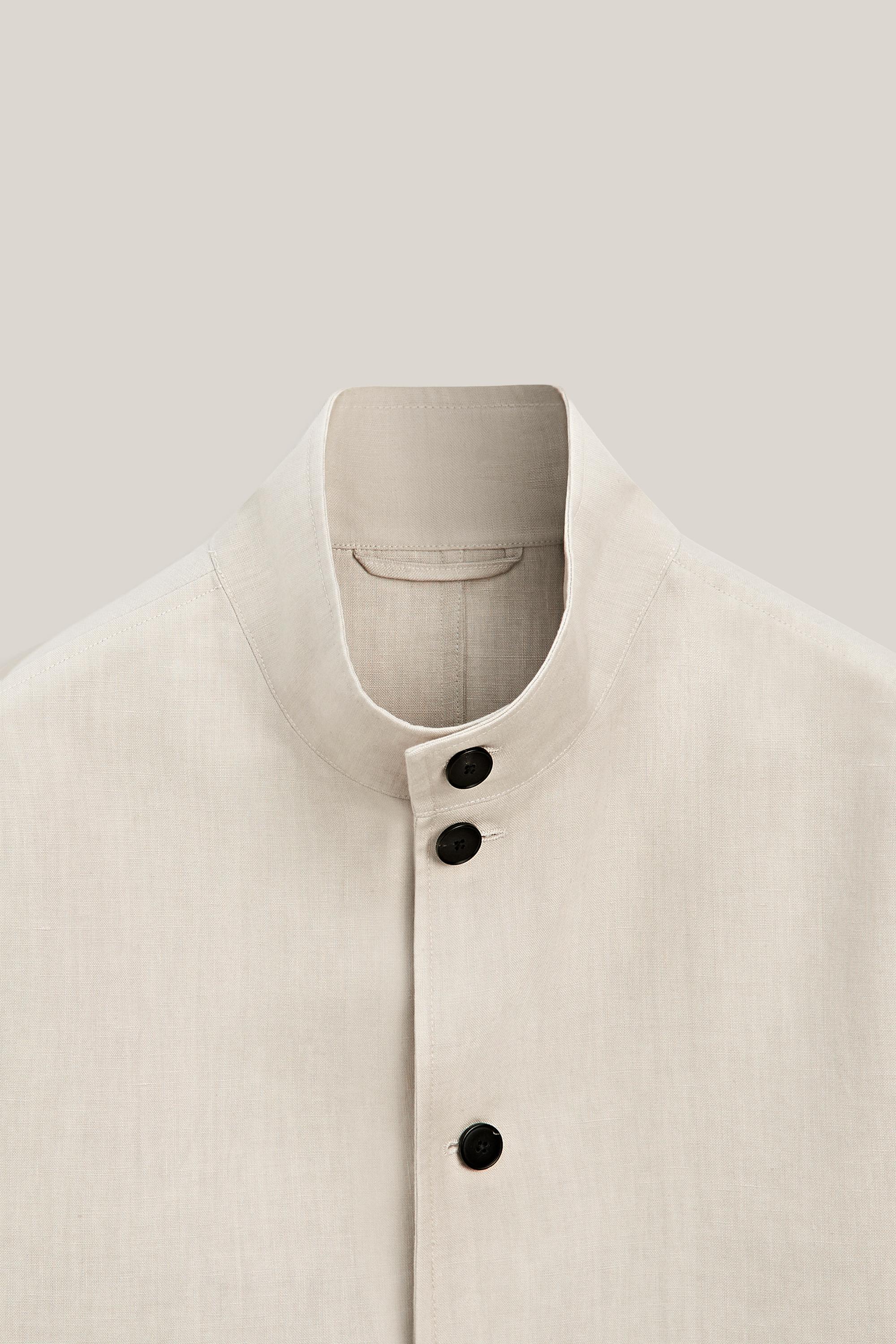 High neck linen jacket - LIMITED EDITION — SAND