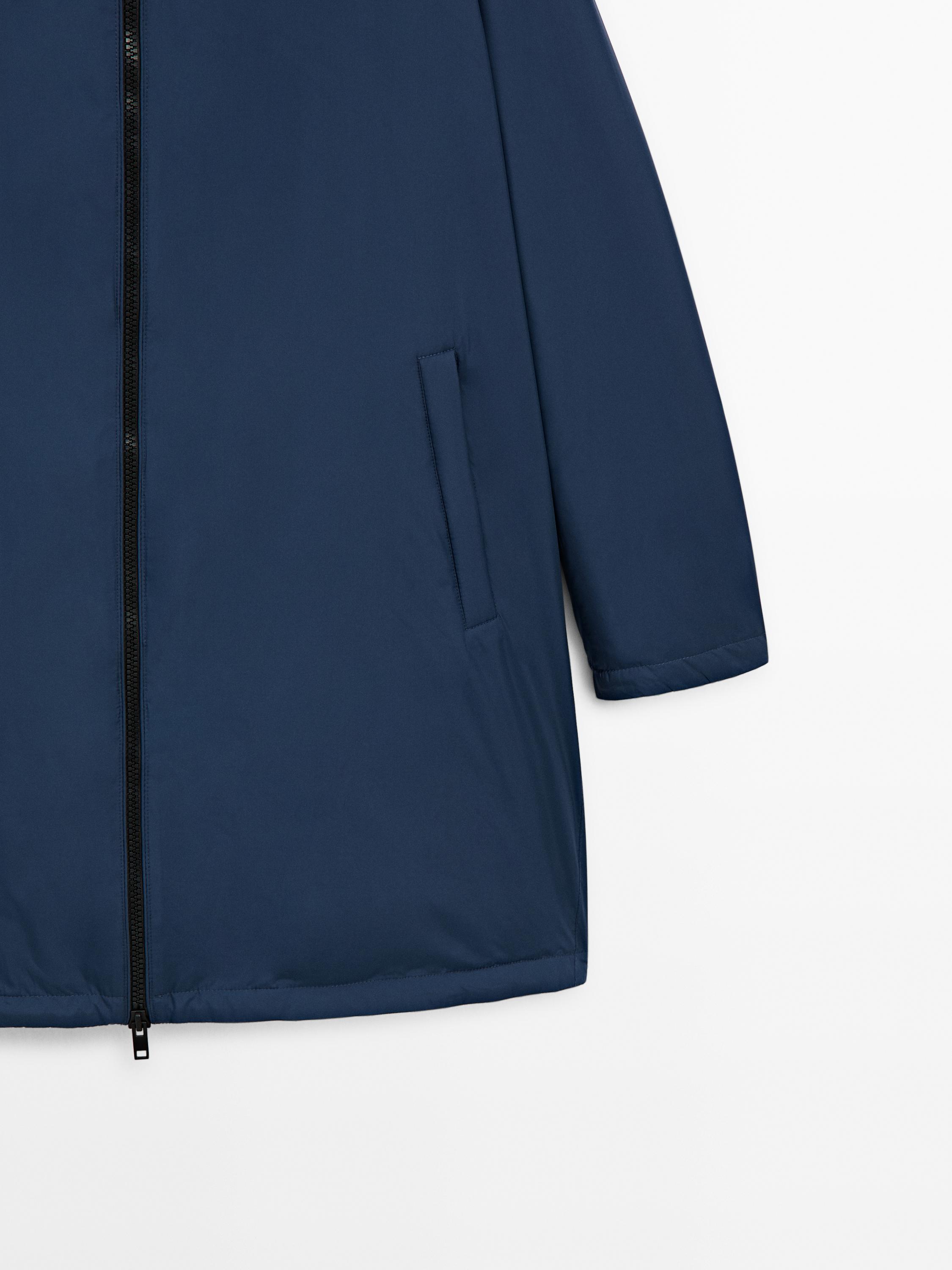 Long quilted down parka with hood