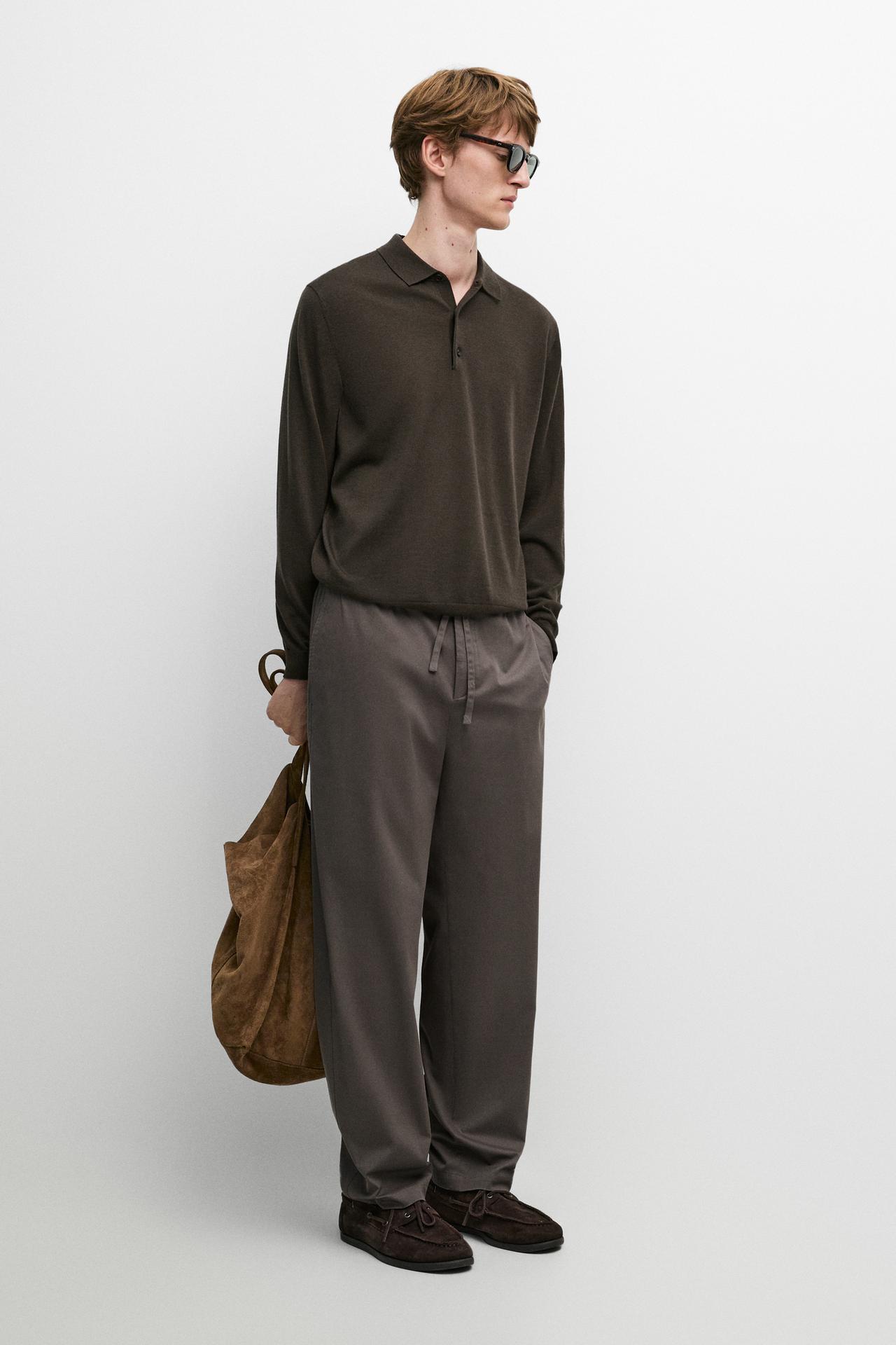 Cotton blend jogger fit pants — GREY