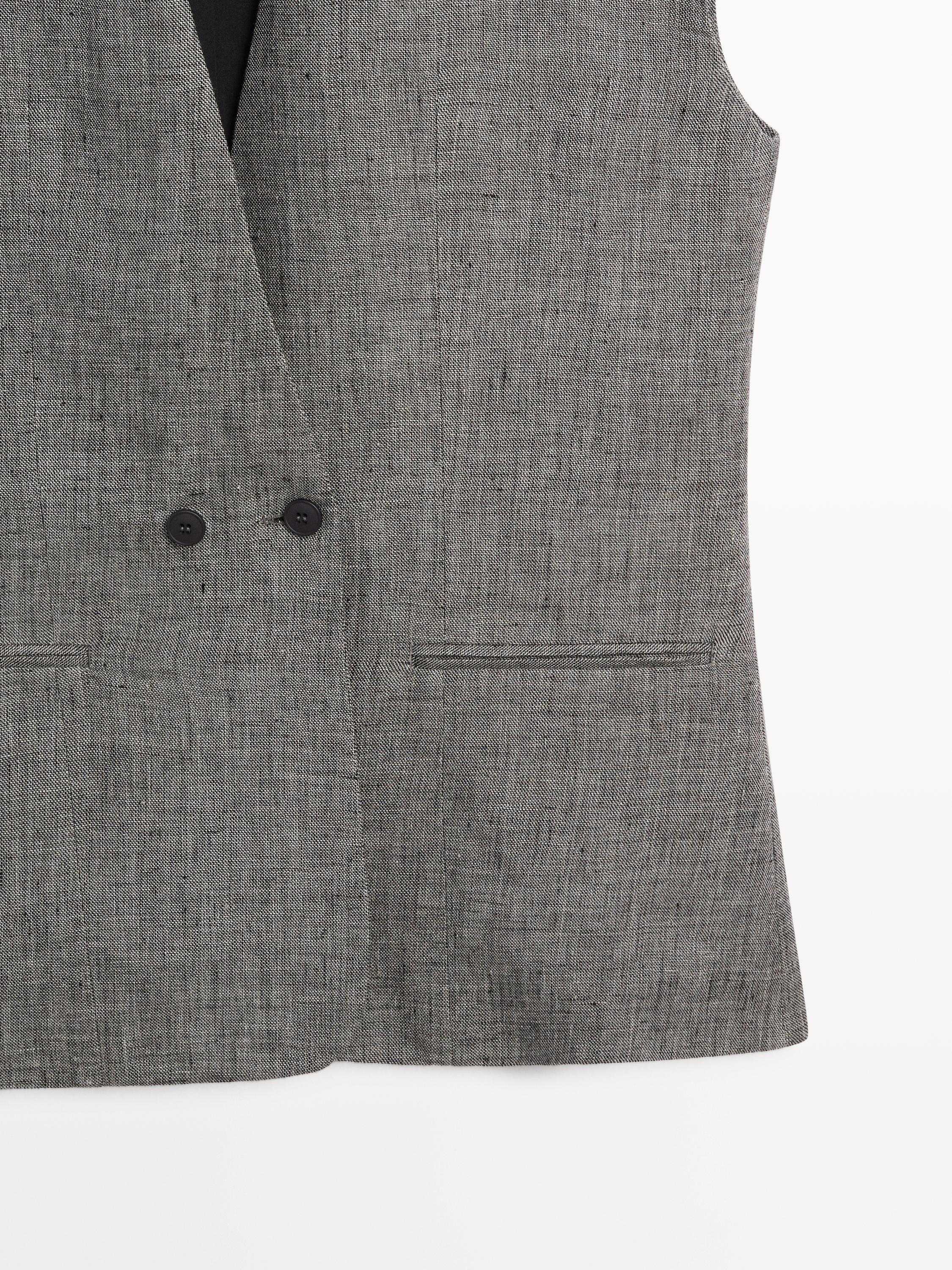 Linen waistcoat with structured shoulders — BLACK
