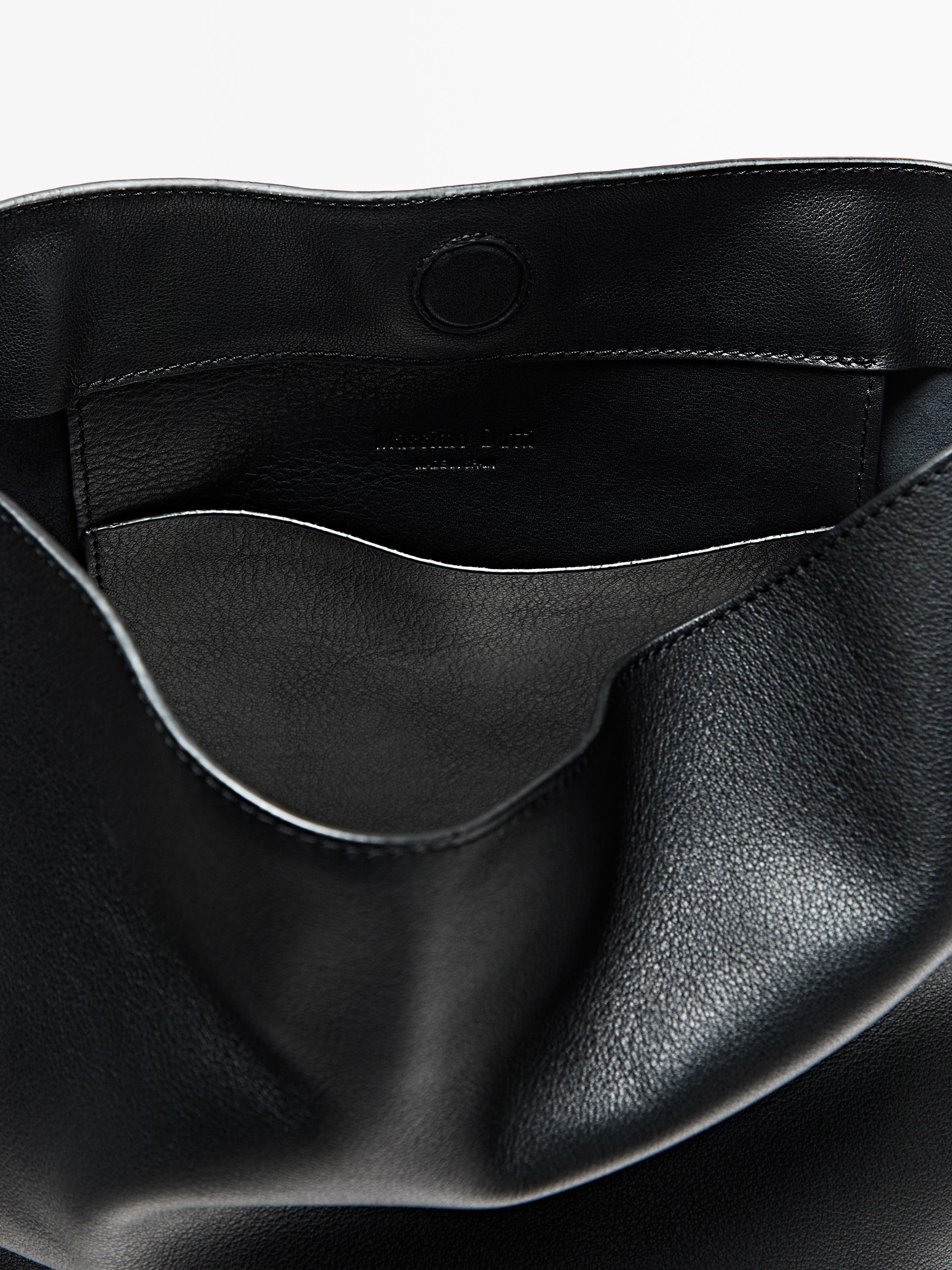 Nappa leather bucket bag — BLACK