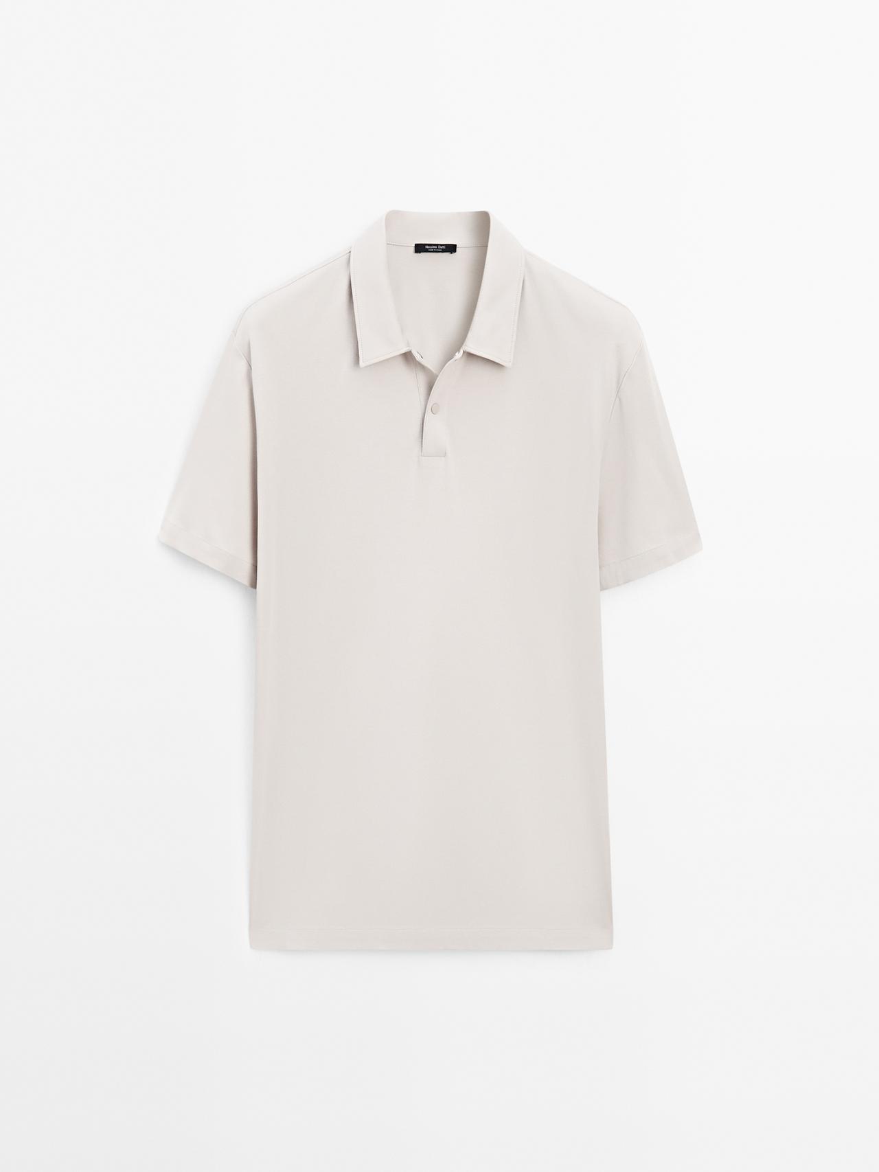 Massimo Dutti - Herre - Kortærmet Poloshirt Med Trykknapstolpe - Grå - Xxl