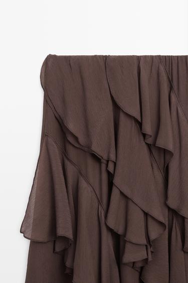 Flowing ruffled midi skirt — Chocolate 7