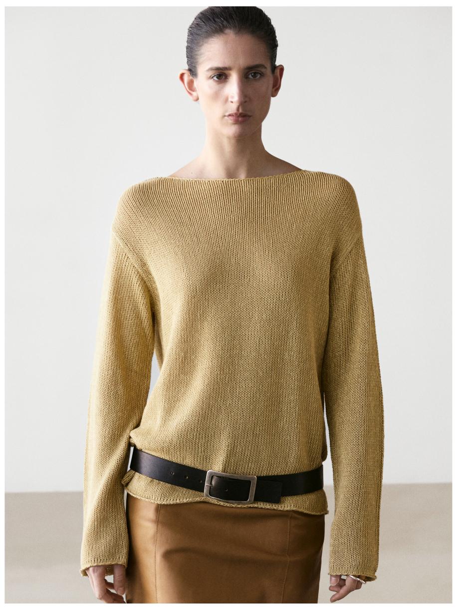 Cotton blend cutwork sweater — LIME