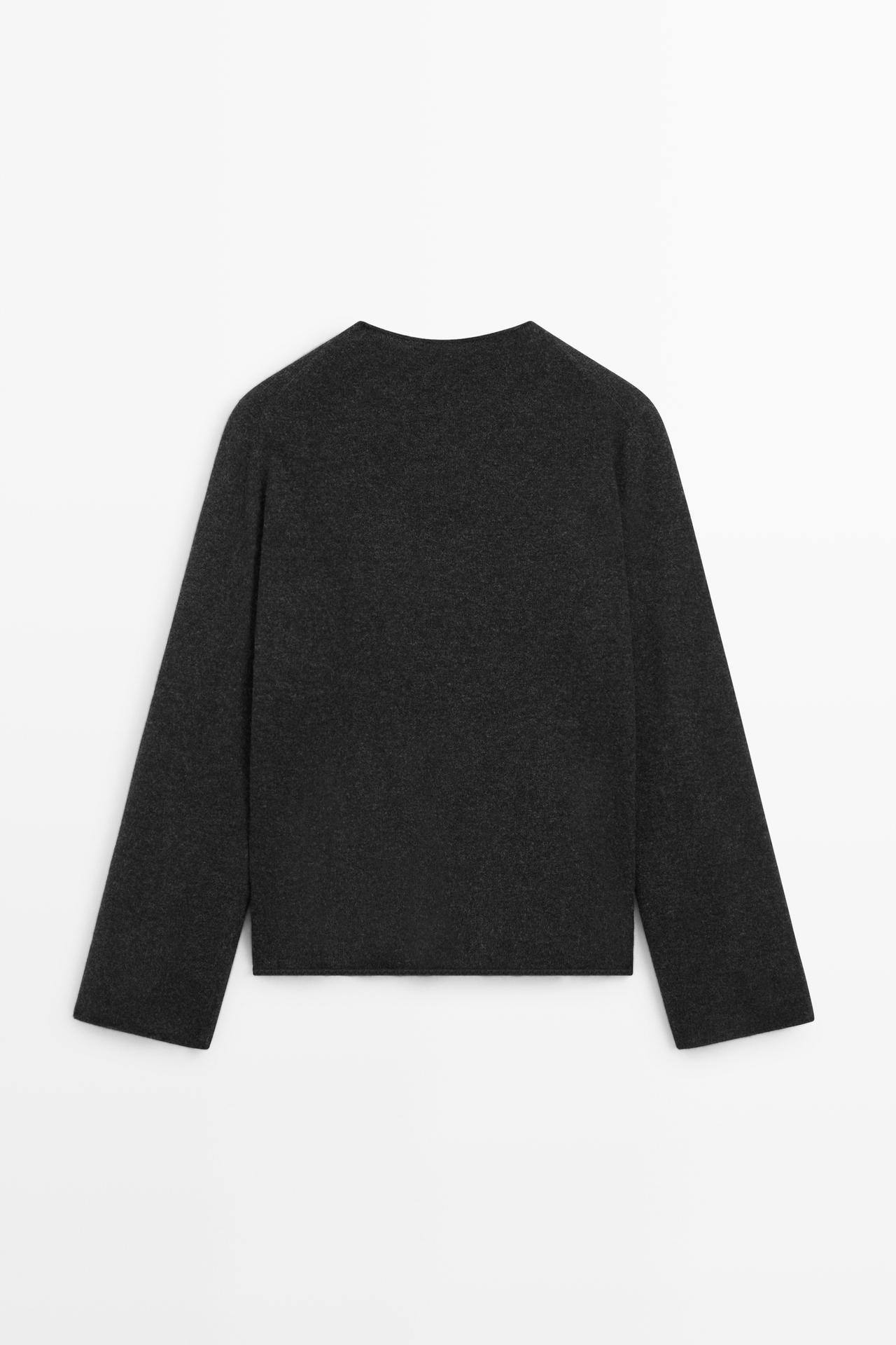 Wool-blend knit cardigan with buttons — ANTHRACITE GREY