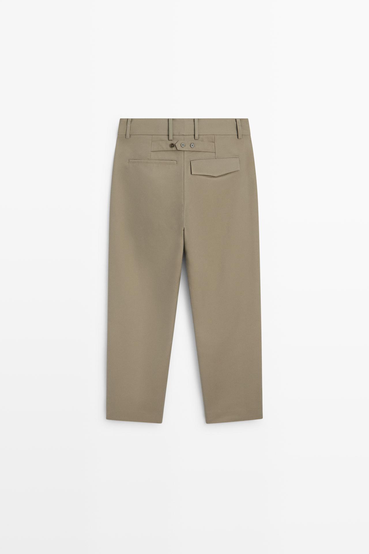 100% cotton carrot fit pants — SAND