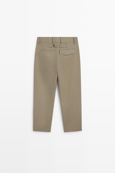 100% cotton carrot fit pants — SAND 6