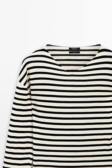 100% cotton long sleeve striped sweater — NAVY BLUE 4