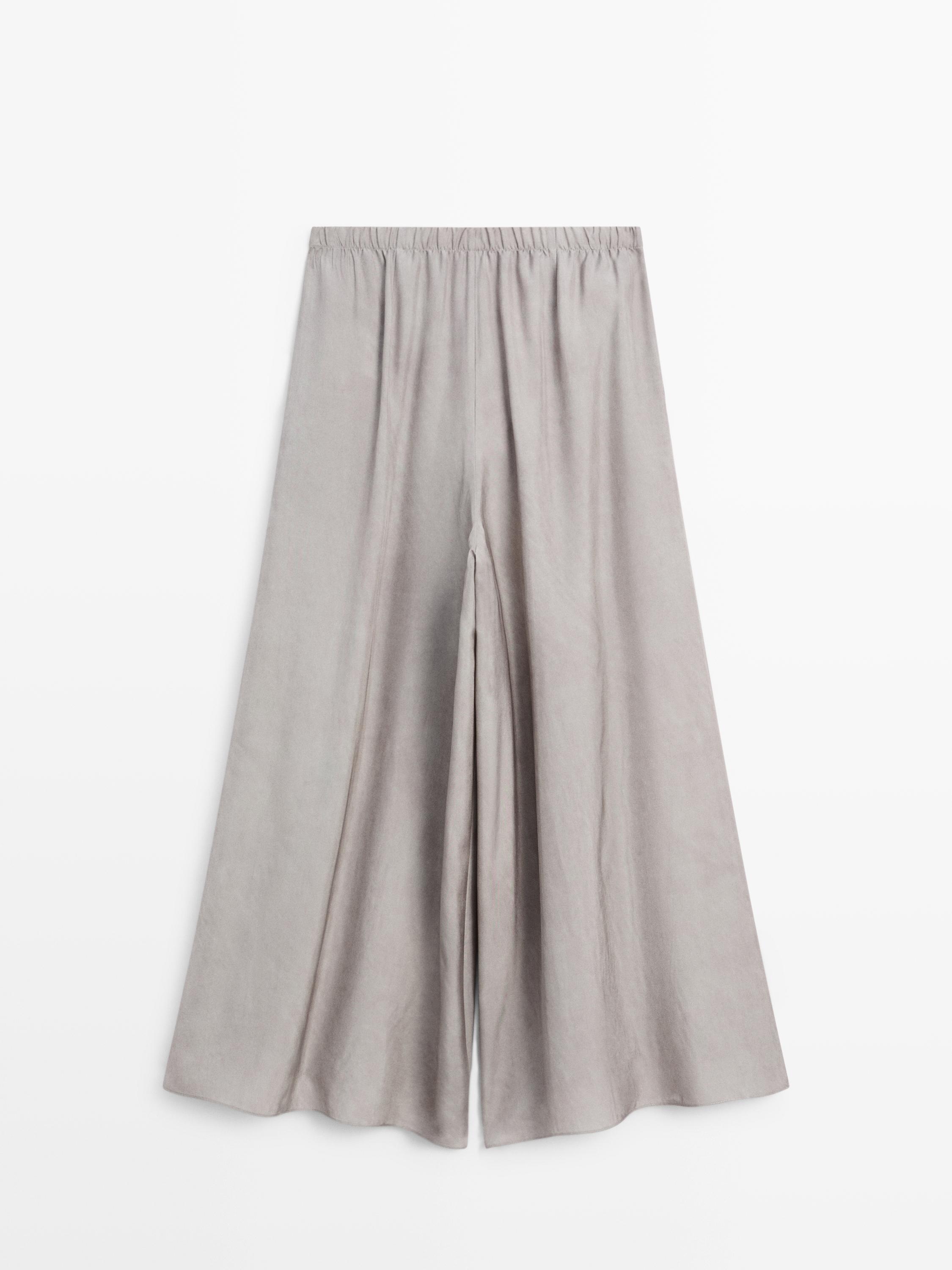 Flowing wide-leg trousers with darts — GREY