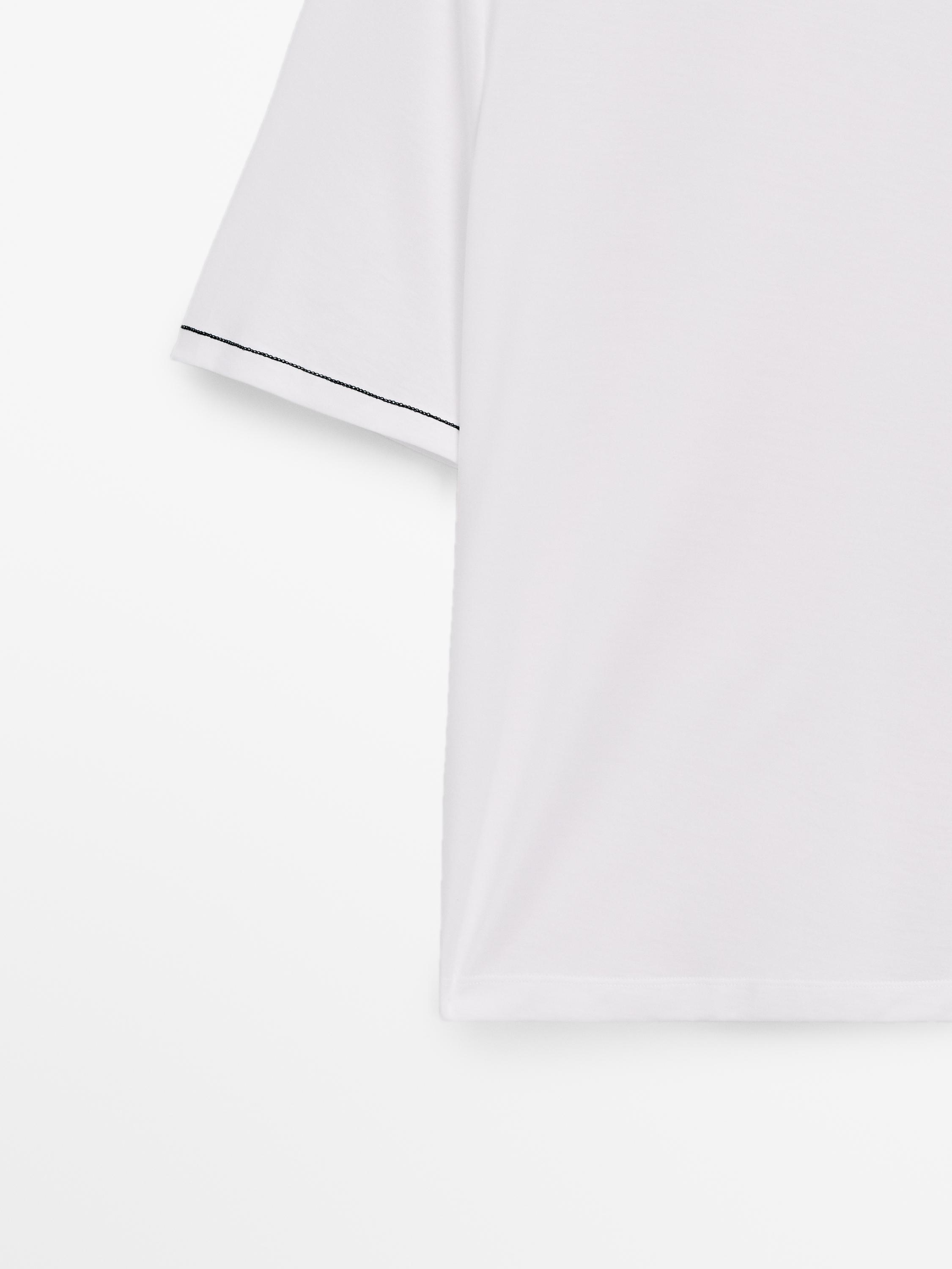 Contrast short sleeve cotton T-shirt