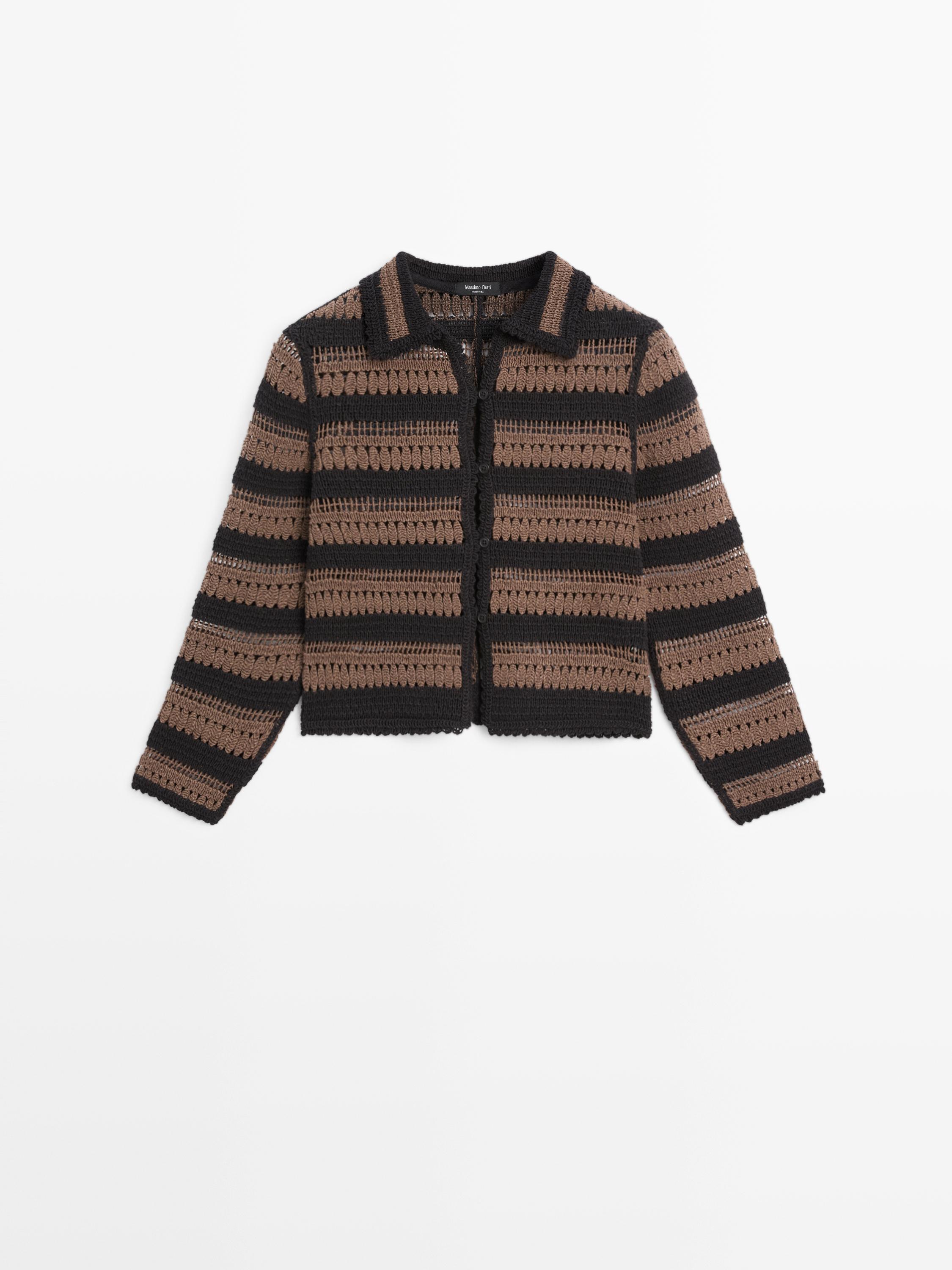 Chaqueta corta punto crochet rayas