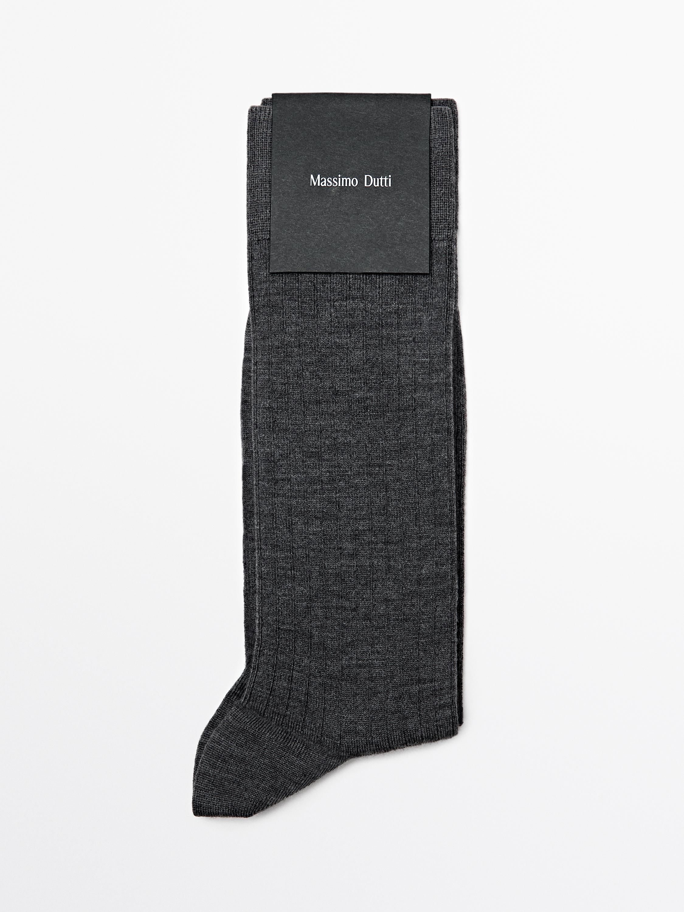 Ribbed knit wool blend socks