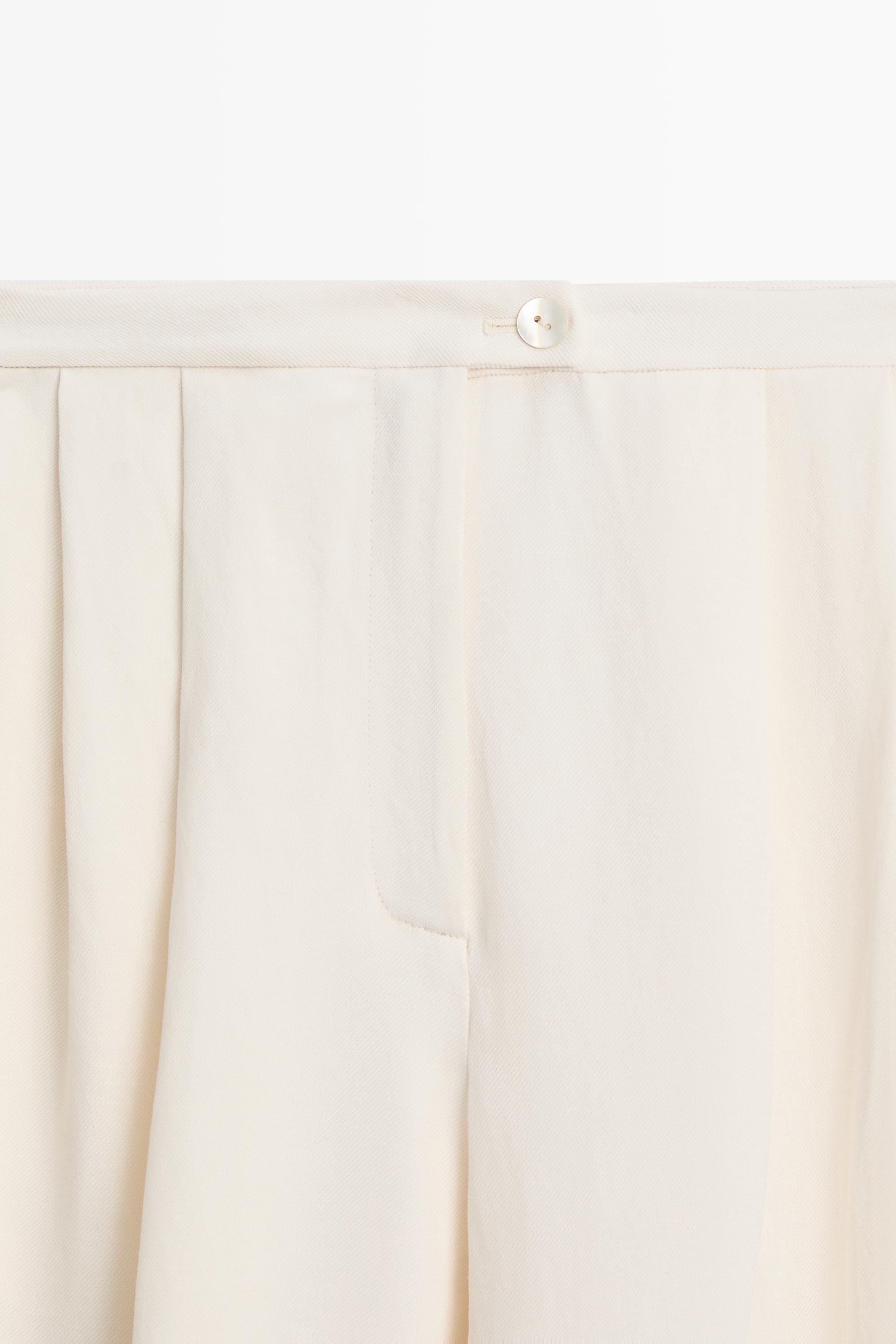 Massimo Dutti Ketenli dökümlü geniş pantolon görsel 7