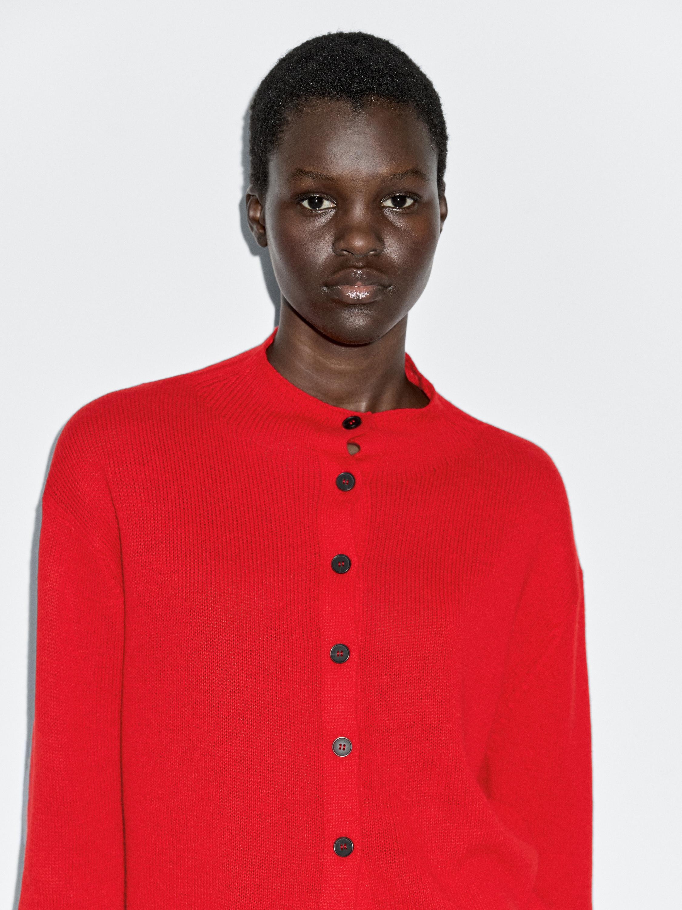 Càrdigan punt coll perkins llana lli