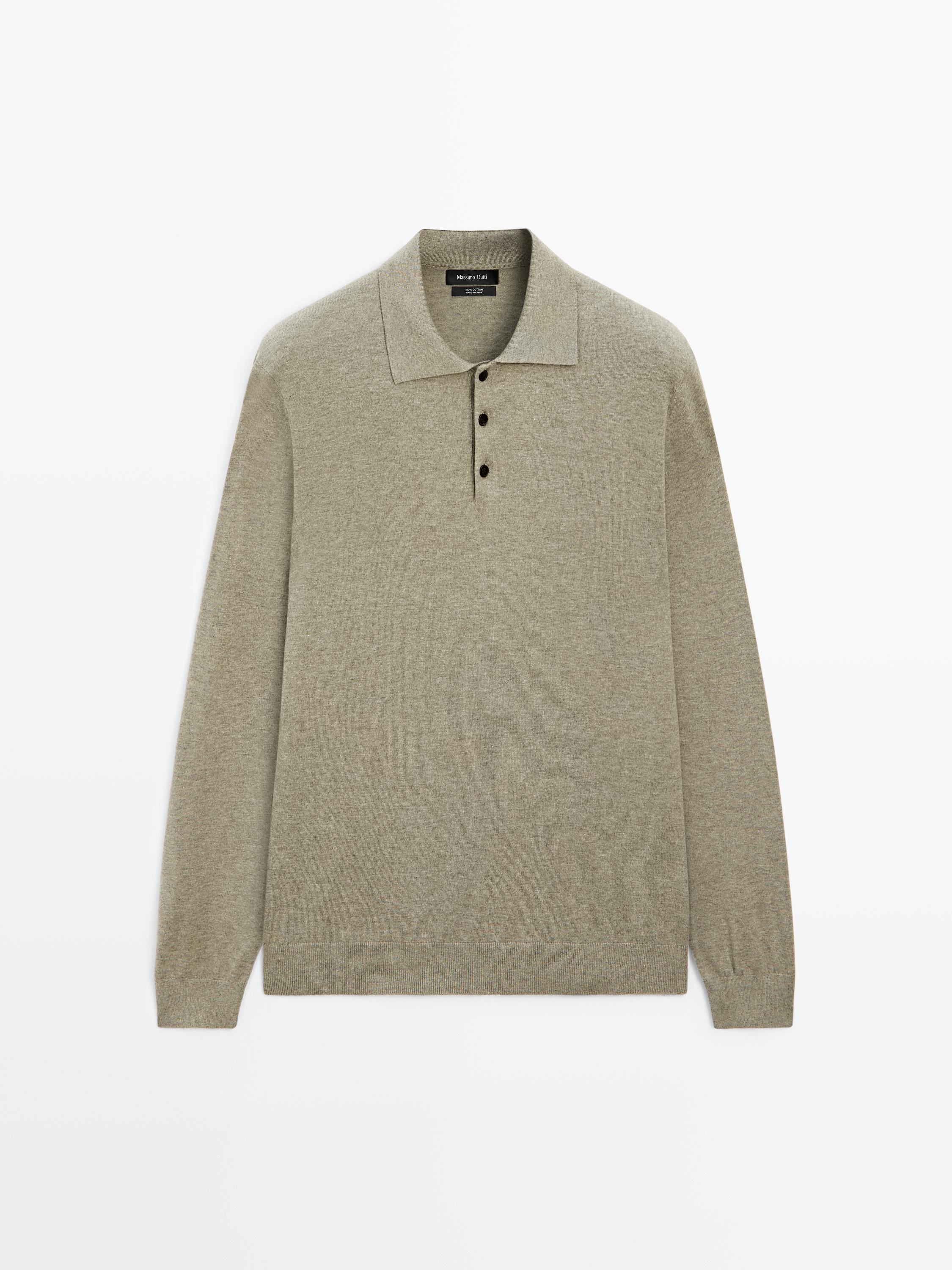 Свитер поло из хлопкового трикотажа