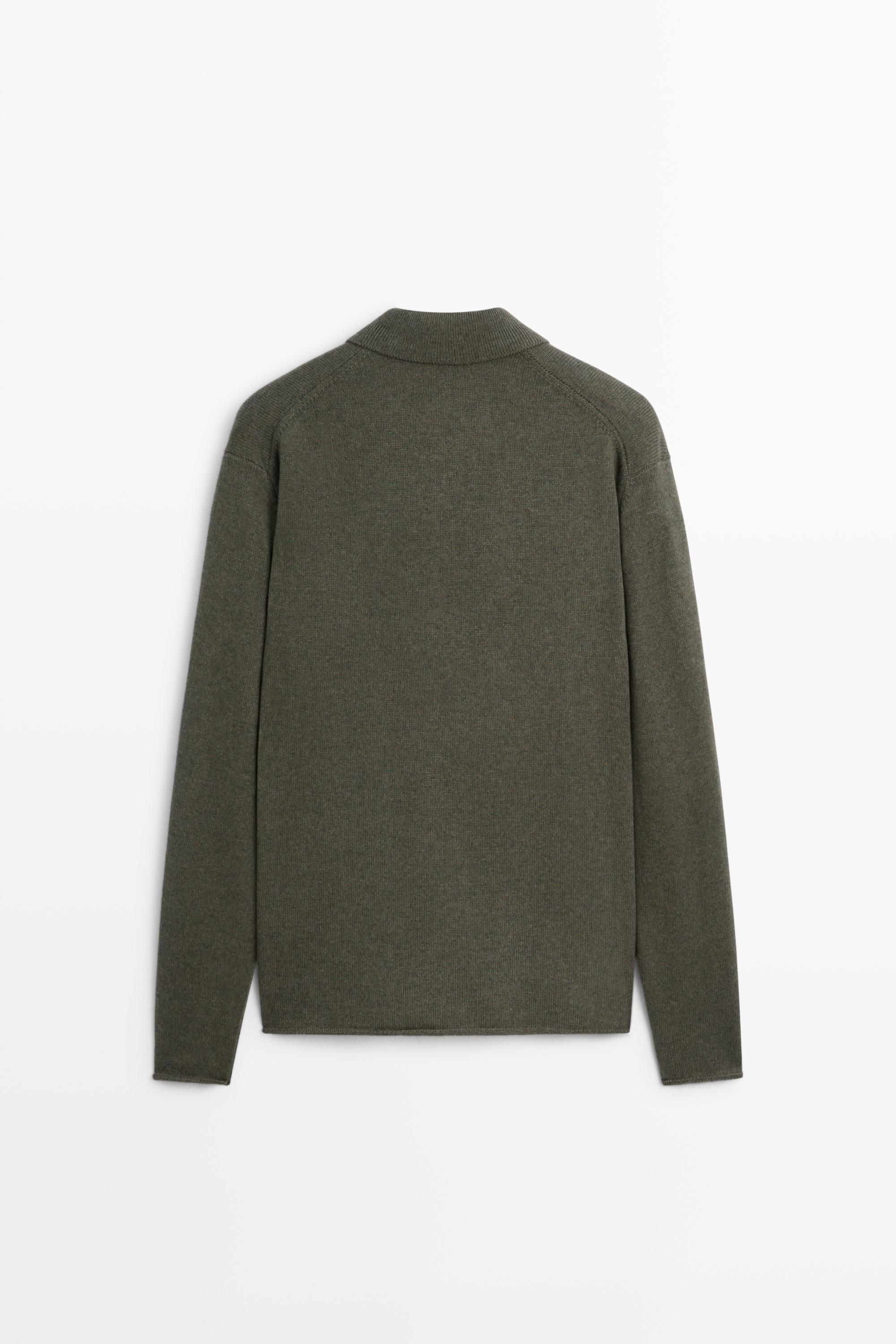 Massimo Dutti Yünlü polo yaka triko hırka görsel 3