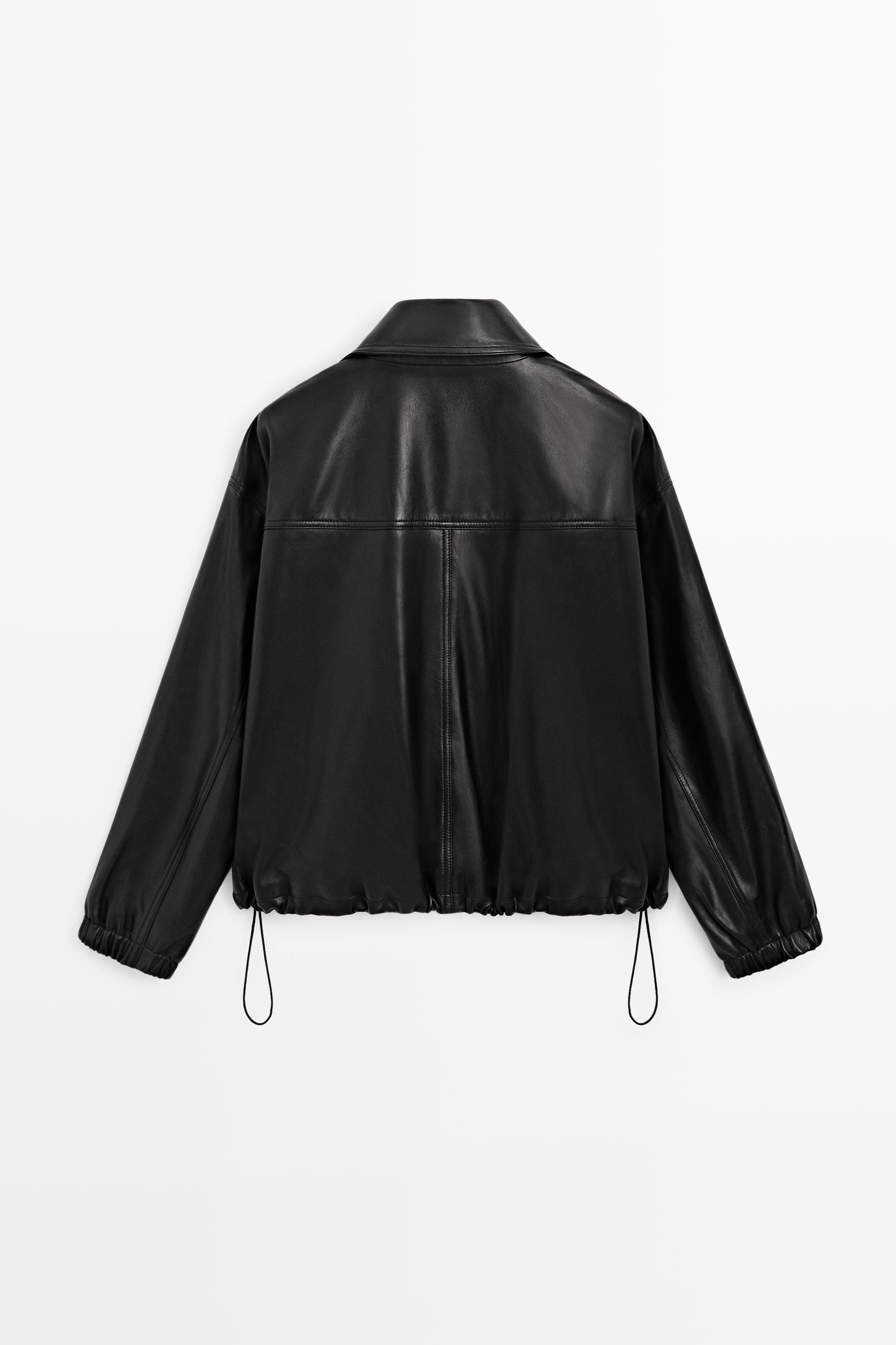 Nappa leather bomber jacket — BLACK