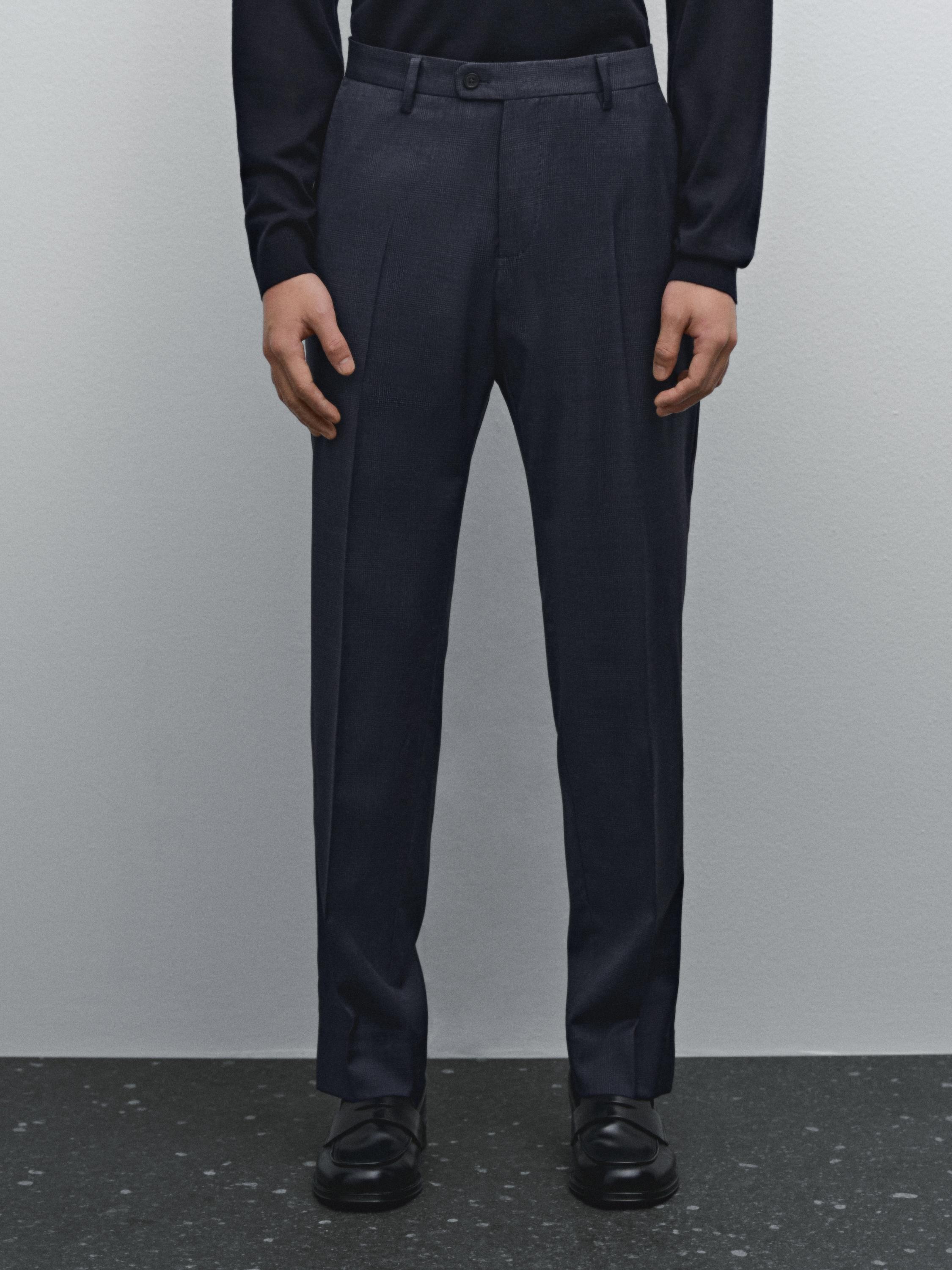 Pantalon de costume à carreaux en laine
