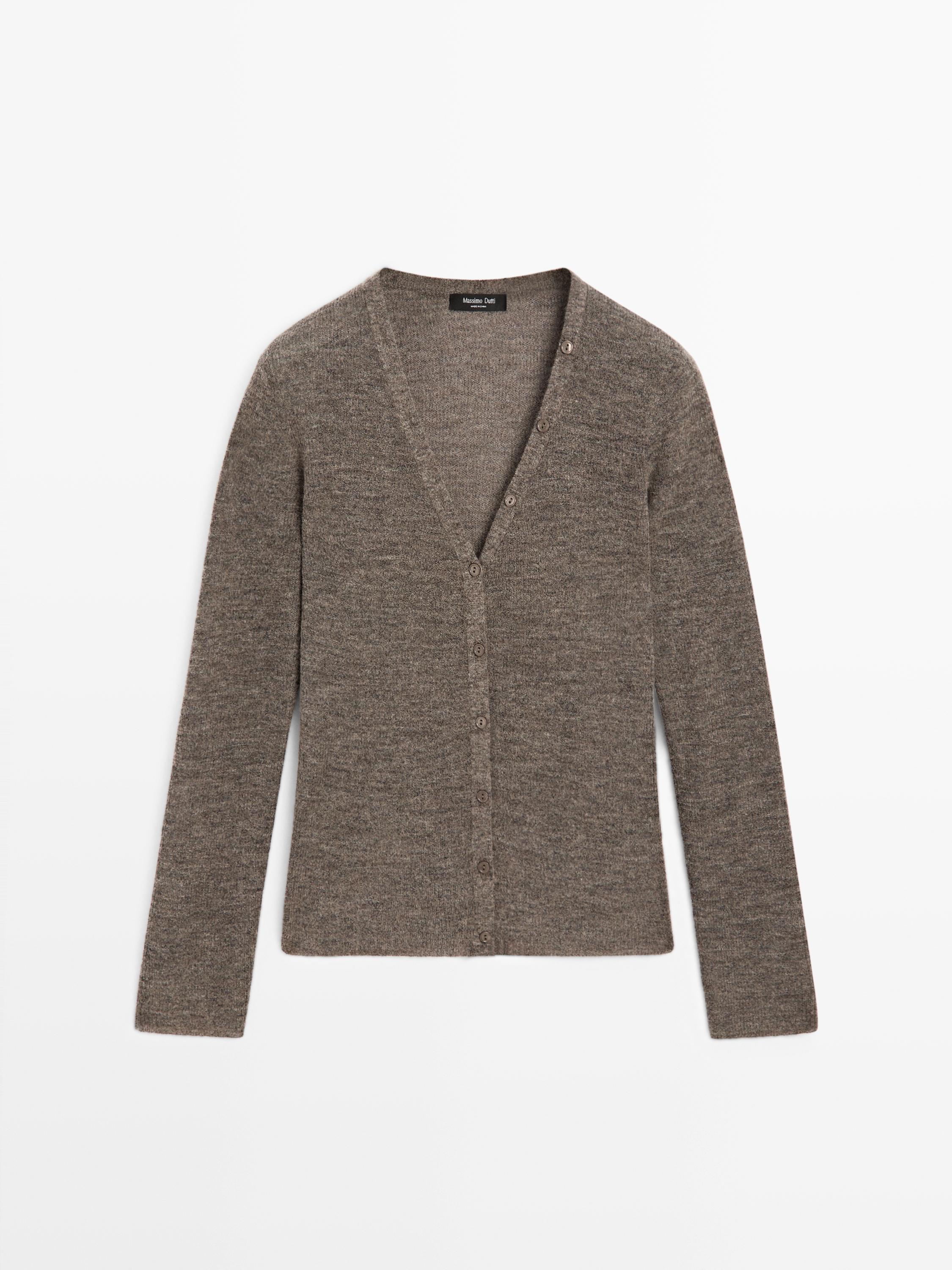 Wool blend cardigan with V-neckline