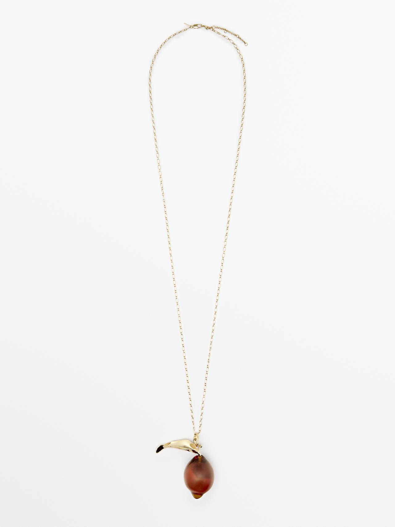 Collier Chaîne Pièce Citron Verre - Doré - 01 - Massimo Dutti - Femme