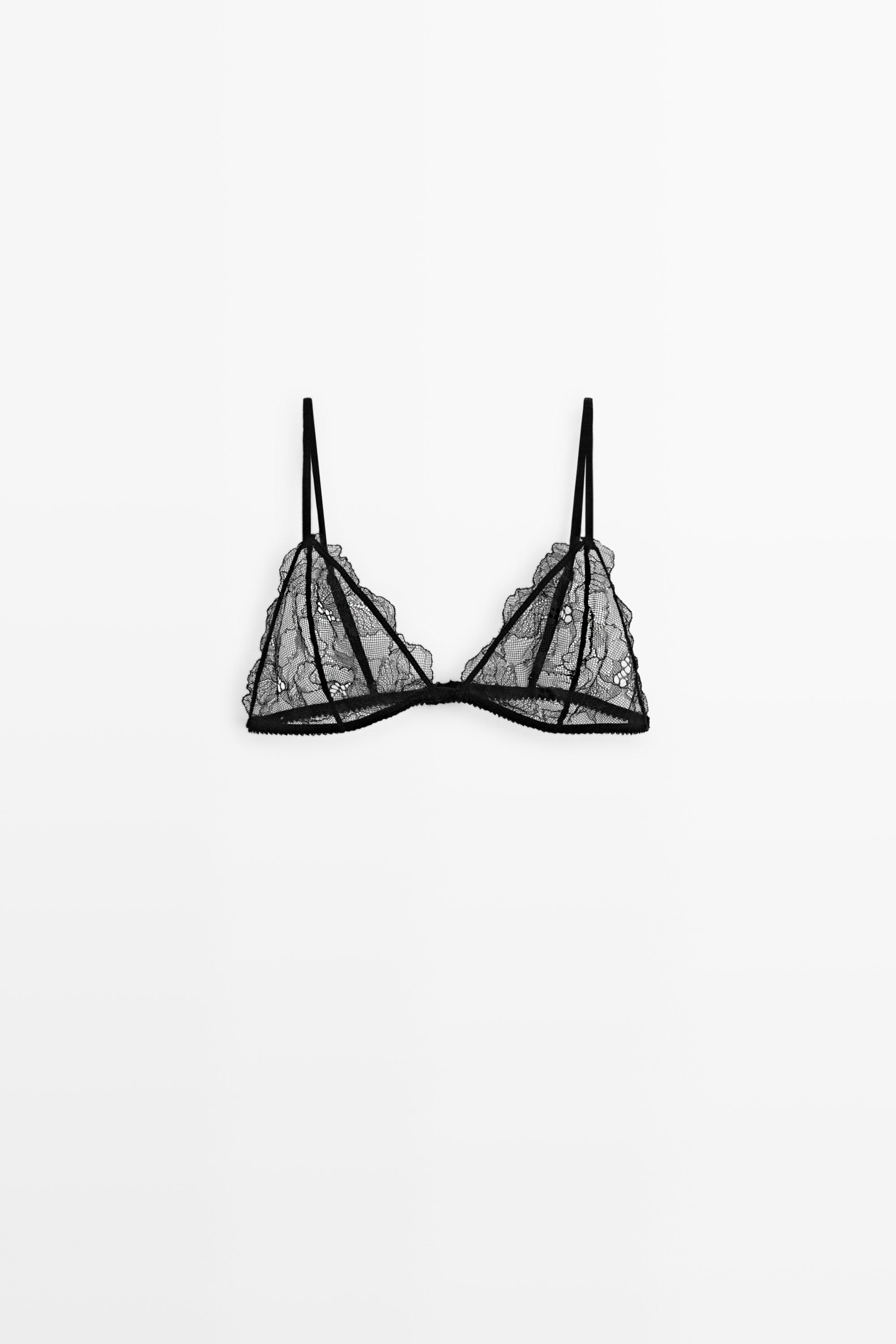 Scalloped lace triangle bra