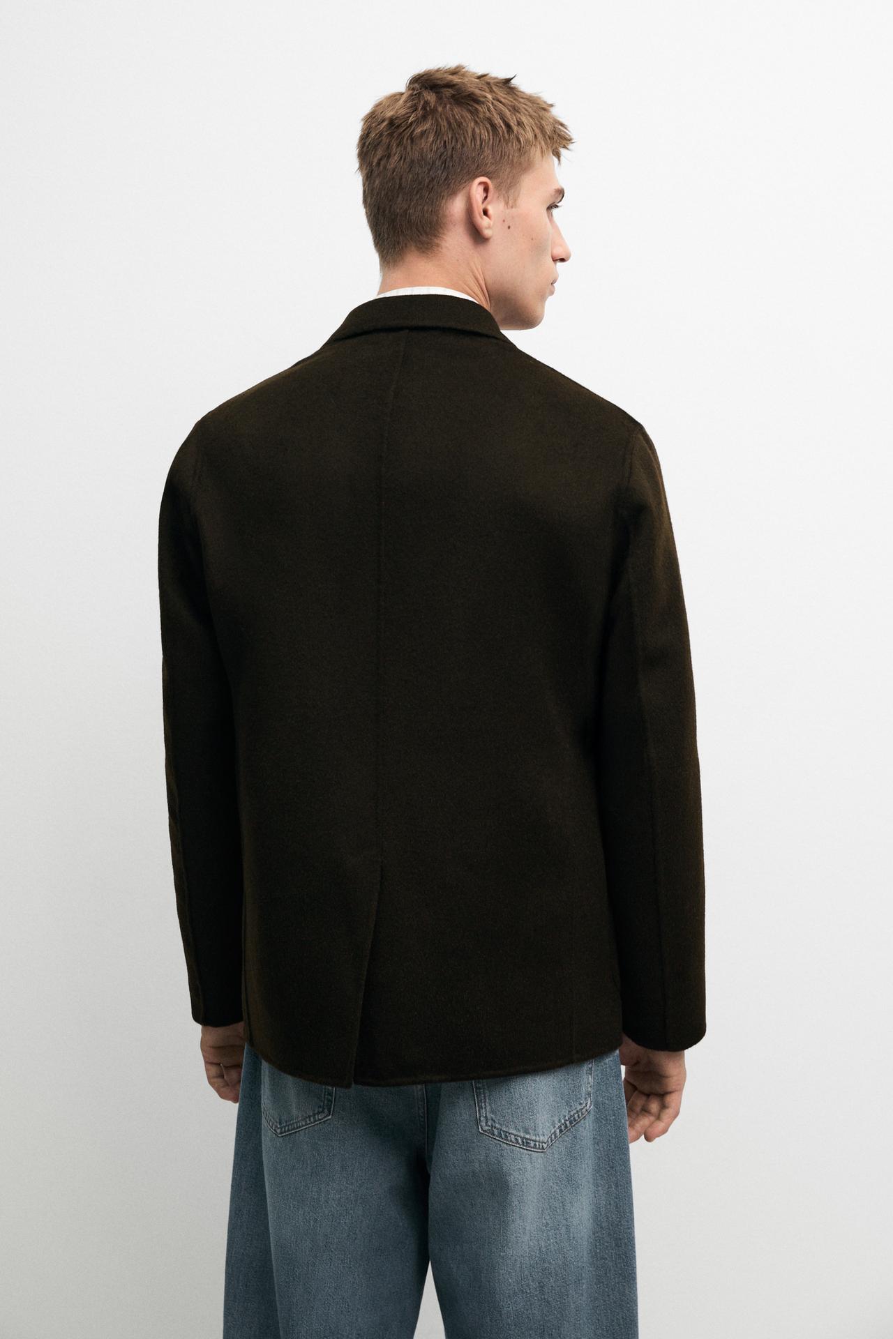 Double-layer wool blend blazer — Chocolate