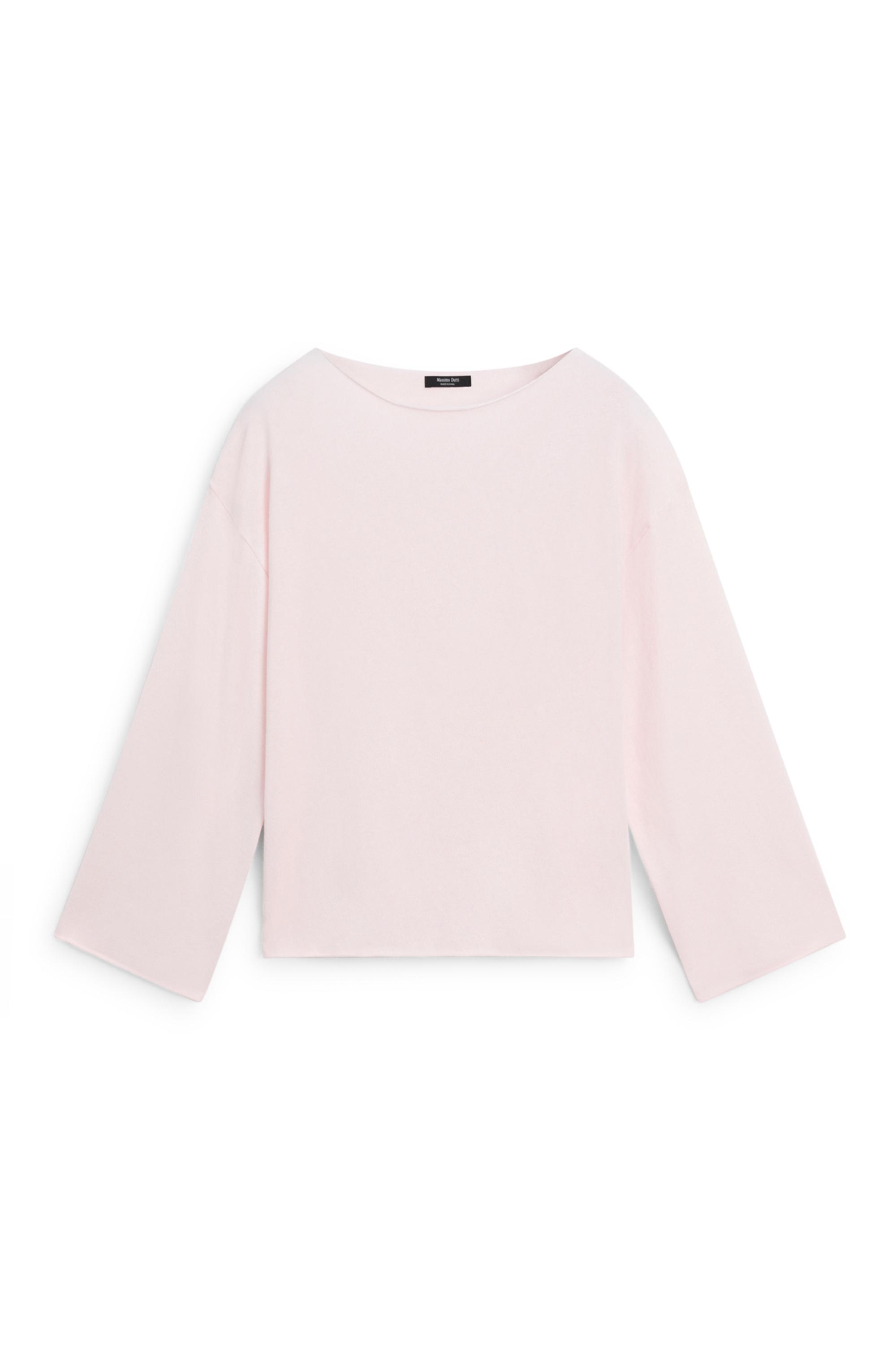 Cotton blend knit sweater — PALE PINK