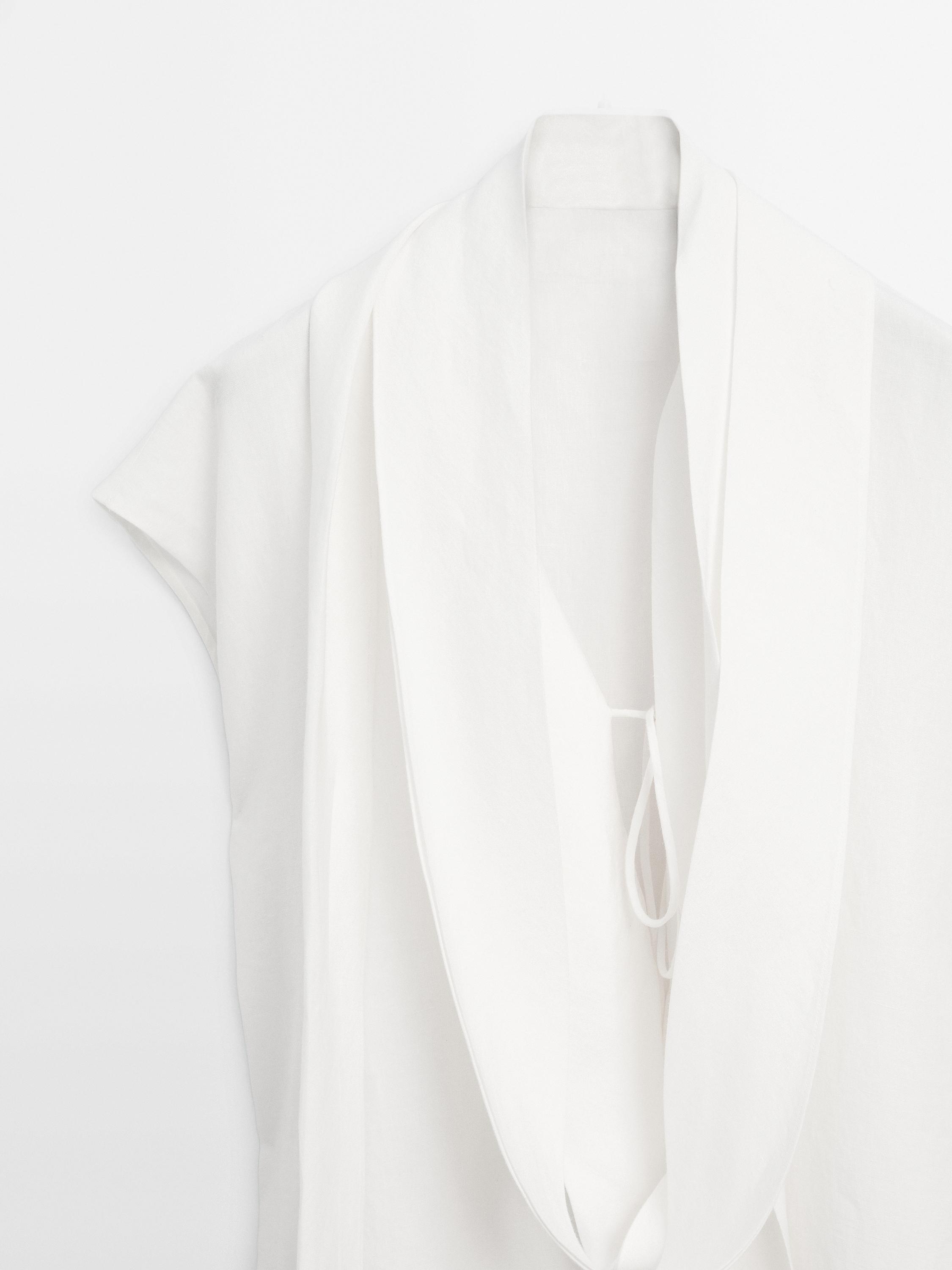 Linen tunic shirt with scarf detail - Limited Edition
