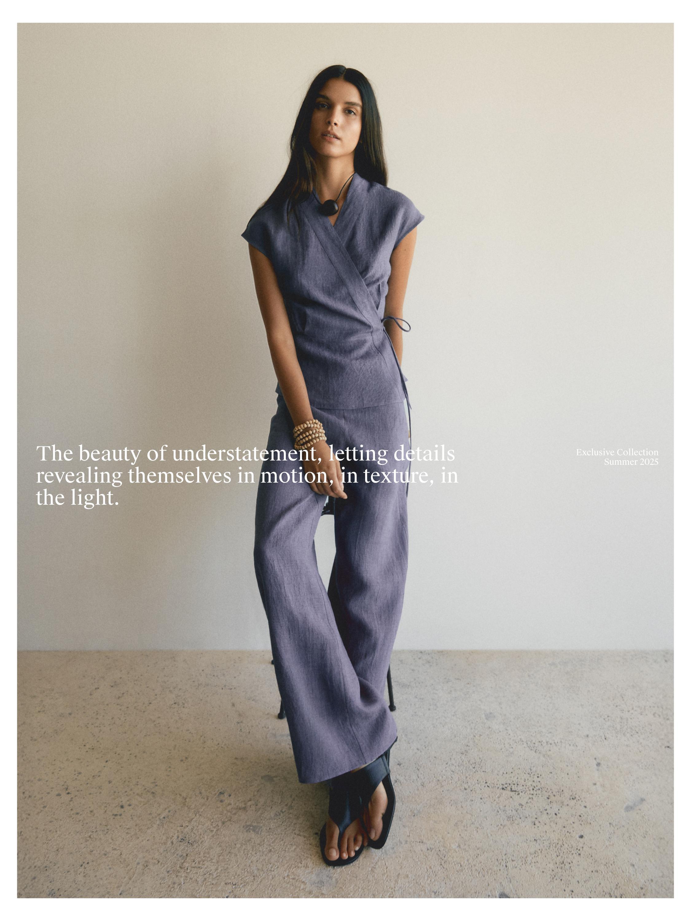 100% linen high-waist trousers