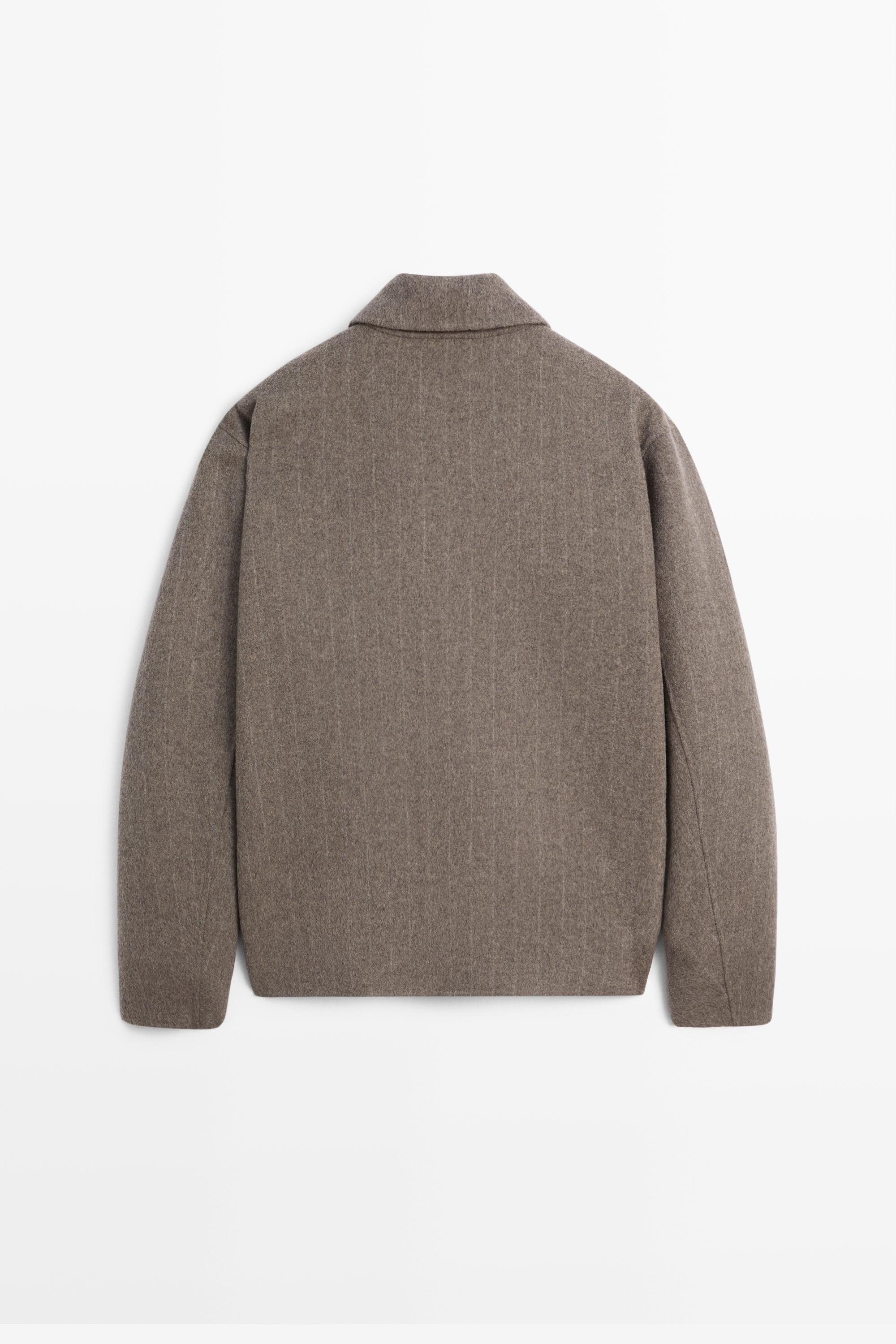 Striped double wool blend jacket — MINK