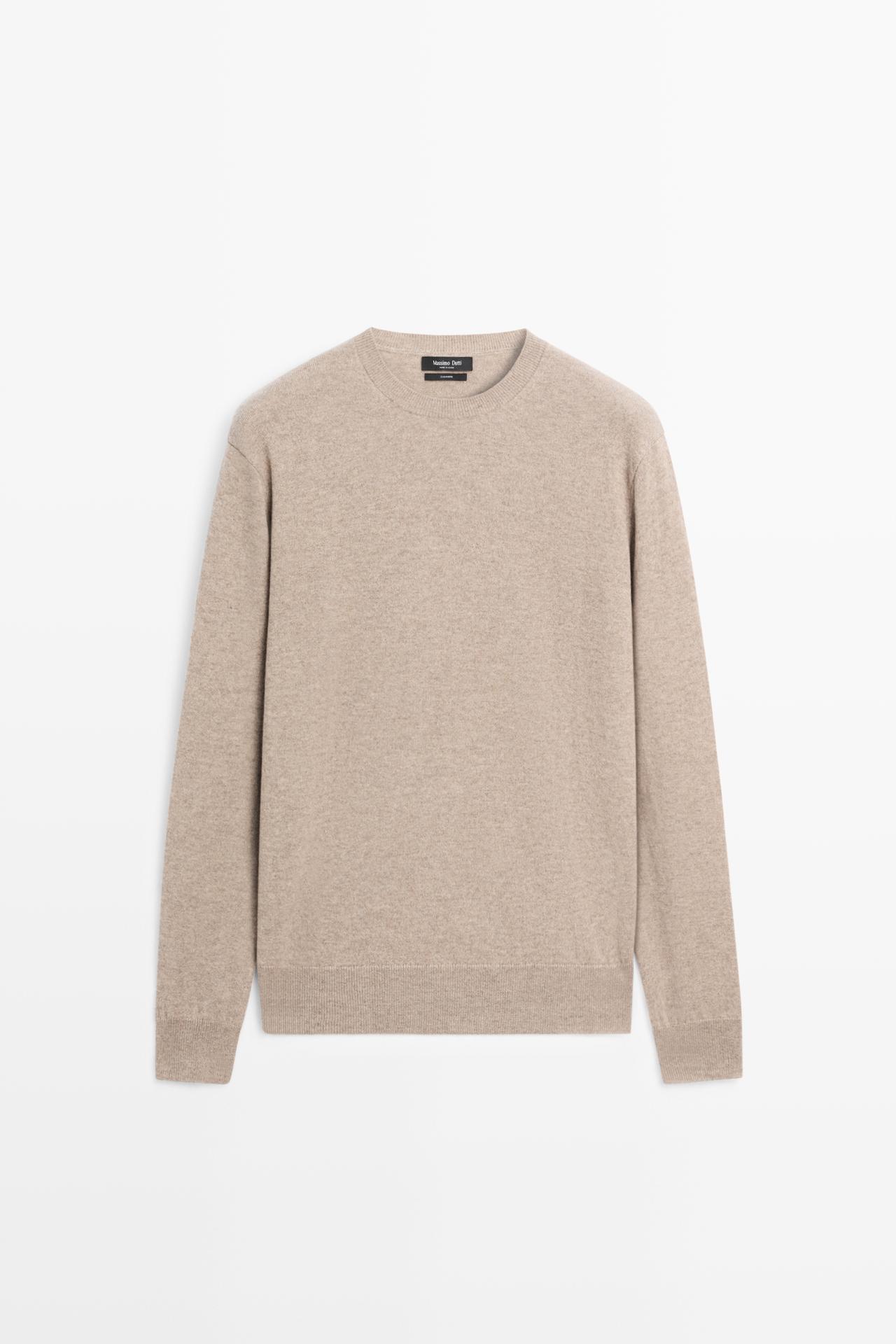Knit 100% cashmere round neck sweater — MINK