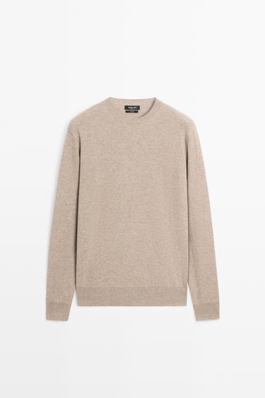 Knit 100% cashmere round neck sweater — MINK 2