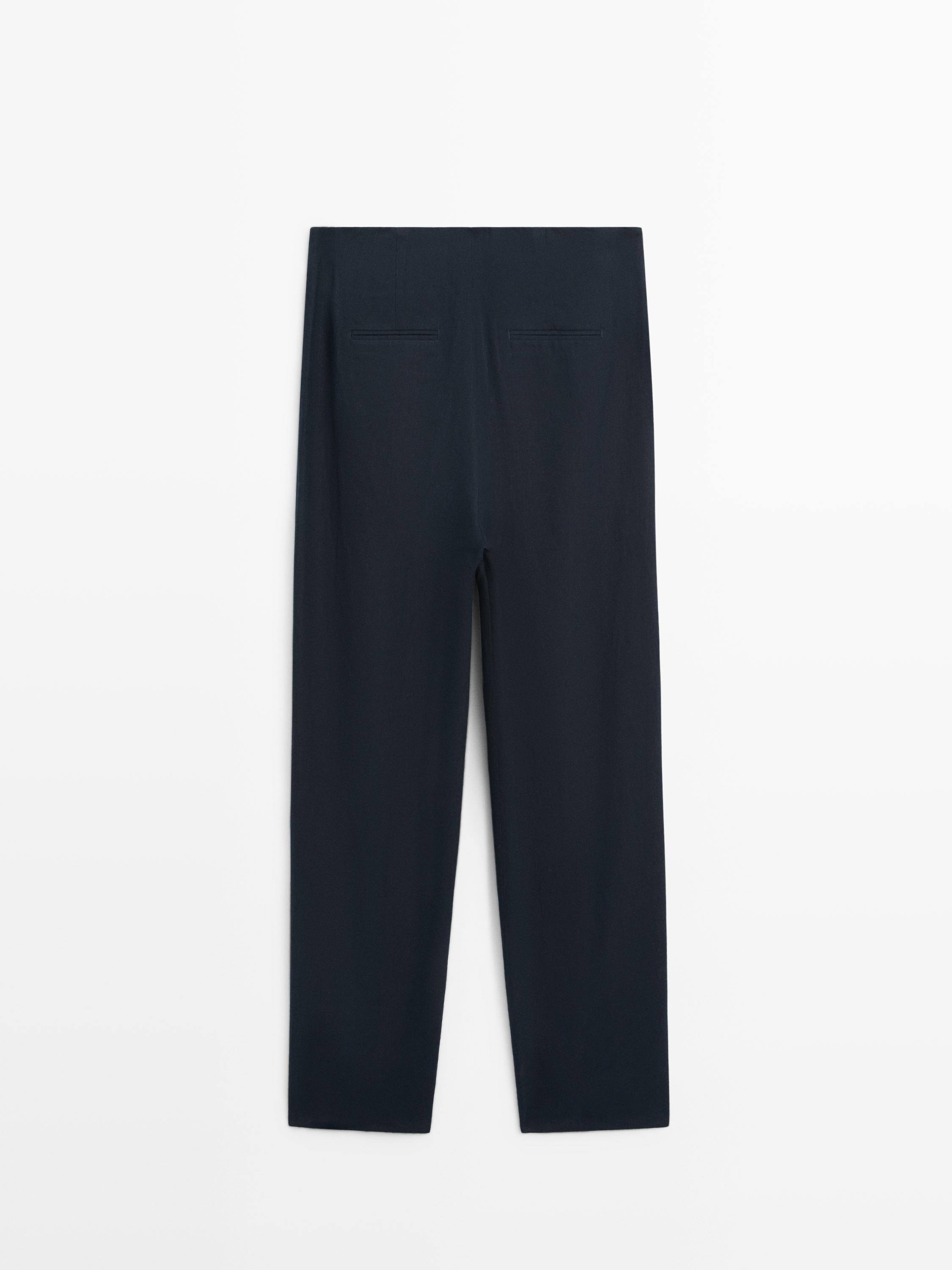 Linen suit trousers — NAVY BLUE