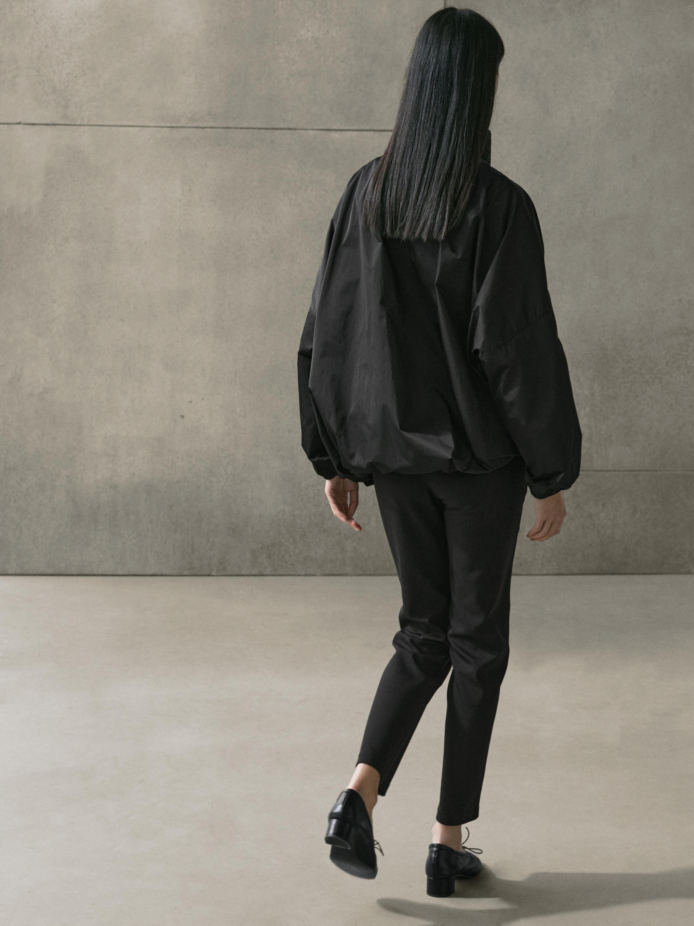 Long technical fabric parka — BLACK