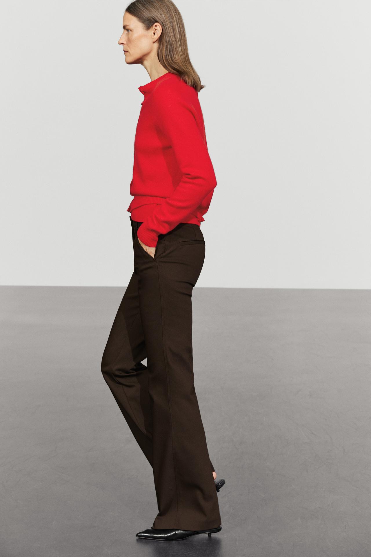 100% cashmere cropped knit cardigan — RED
