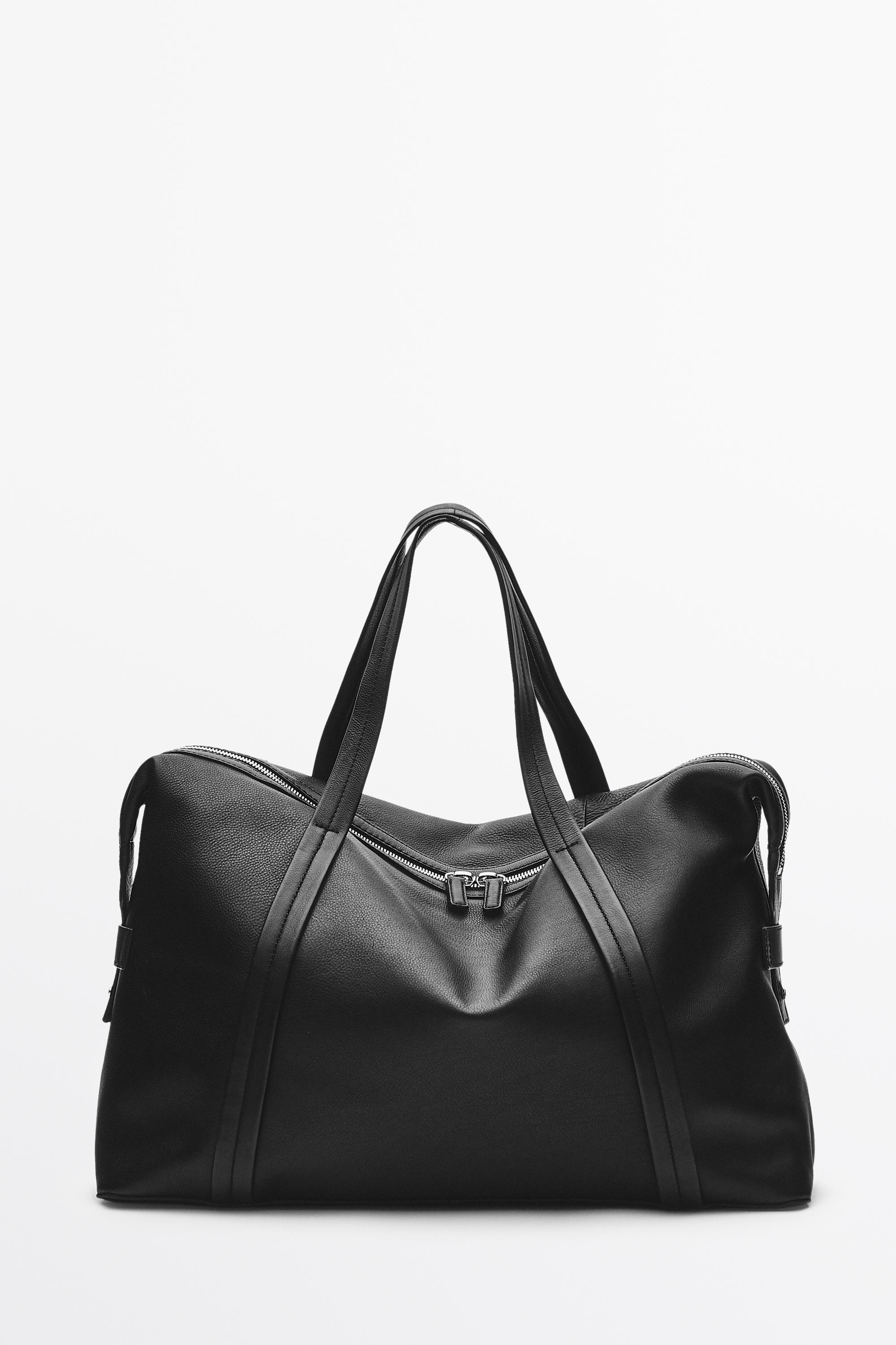 Nappa leather carry-on bag — BLACK