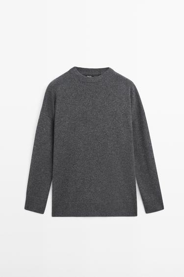 100% cashmere oversize knit sweater — ANTHRACITE GREY 2