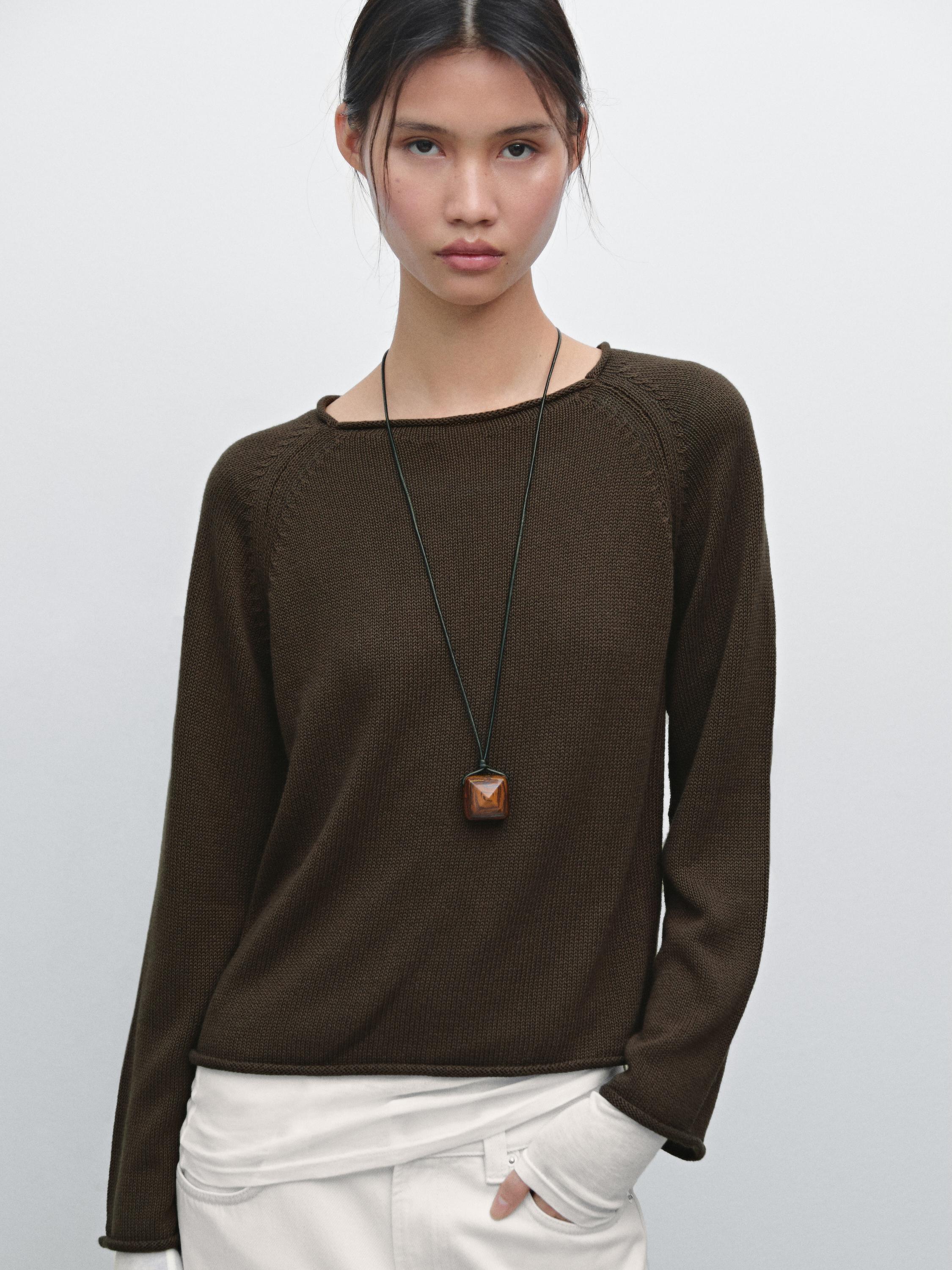 Openwork pearl knitted jumper