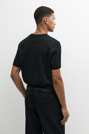 100% mercerised cotton ribbed T-shirt — BLACK 3
