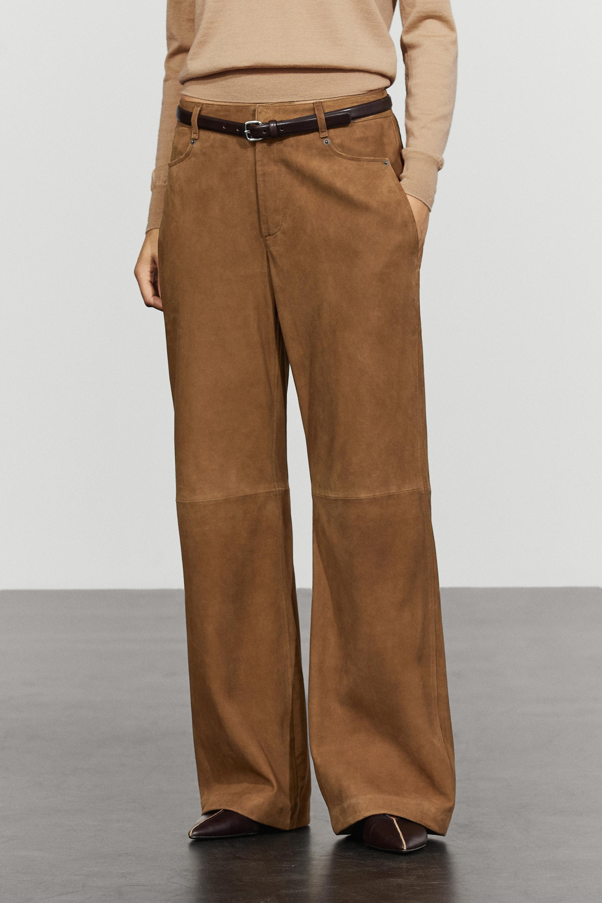 Suede leather pants