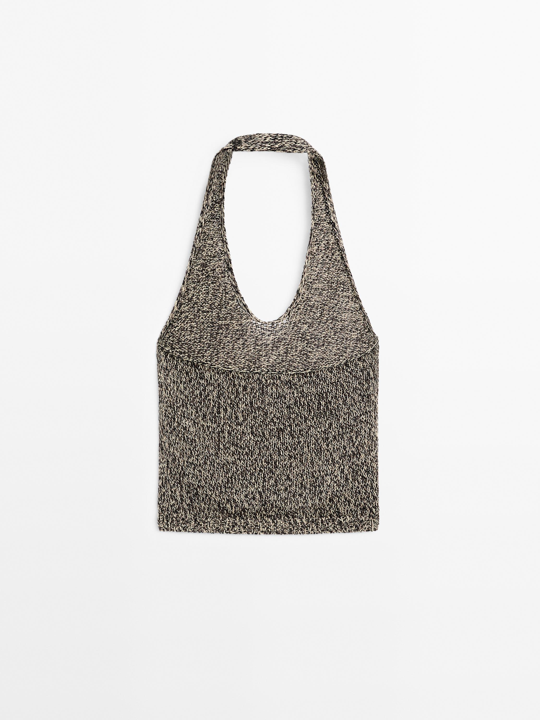 Flecked knit halter top - Studio