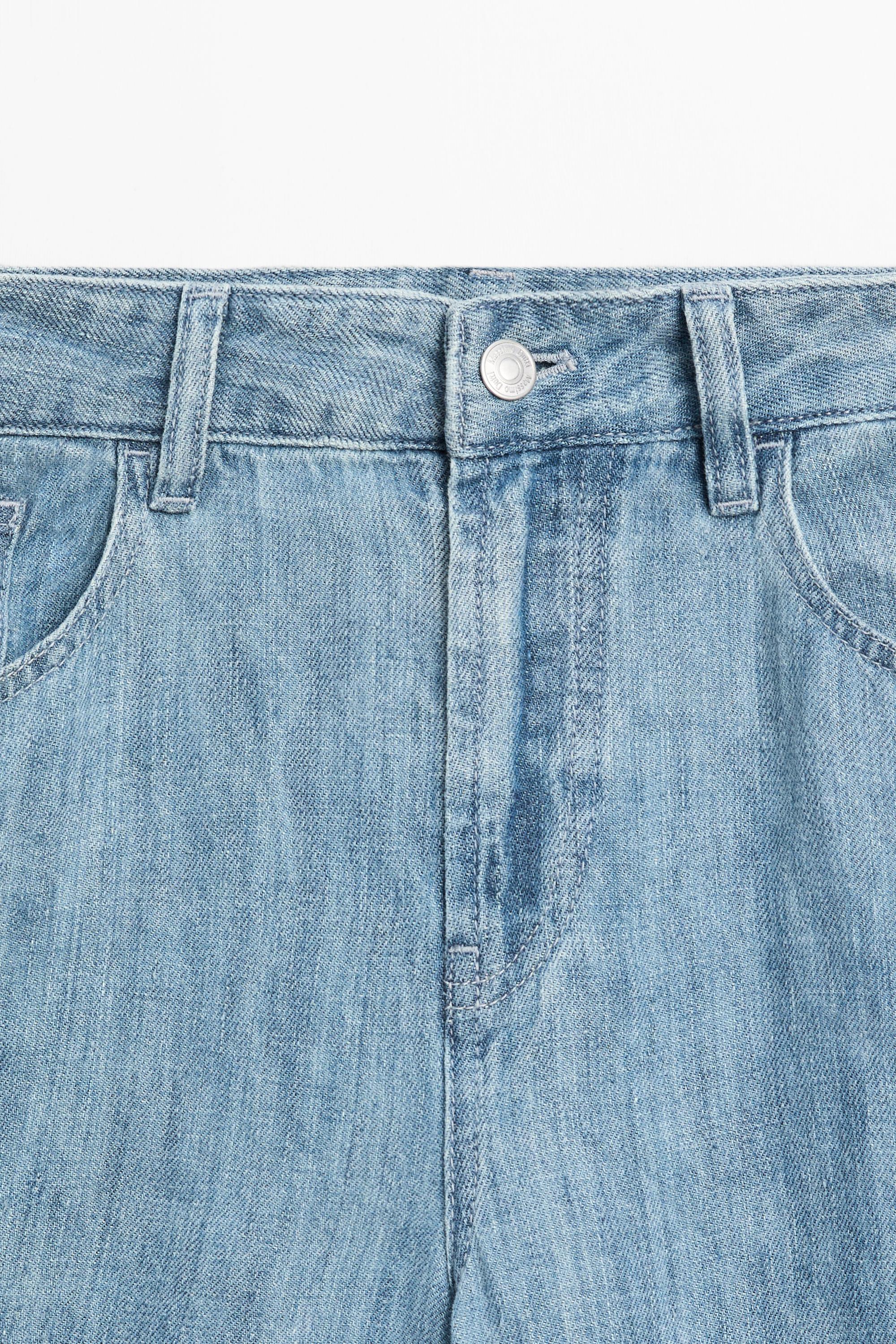 100% linen high-waist barrel fit jeans — Light Blue