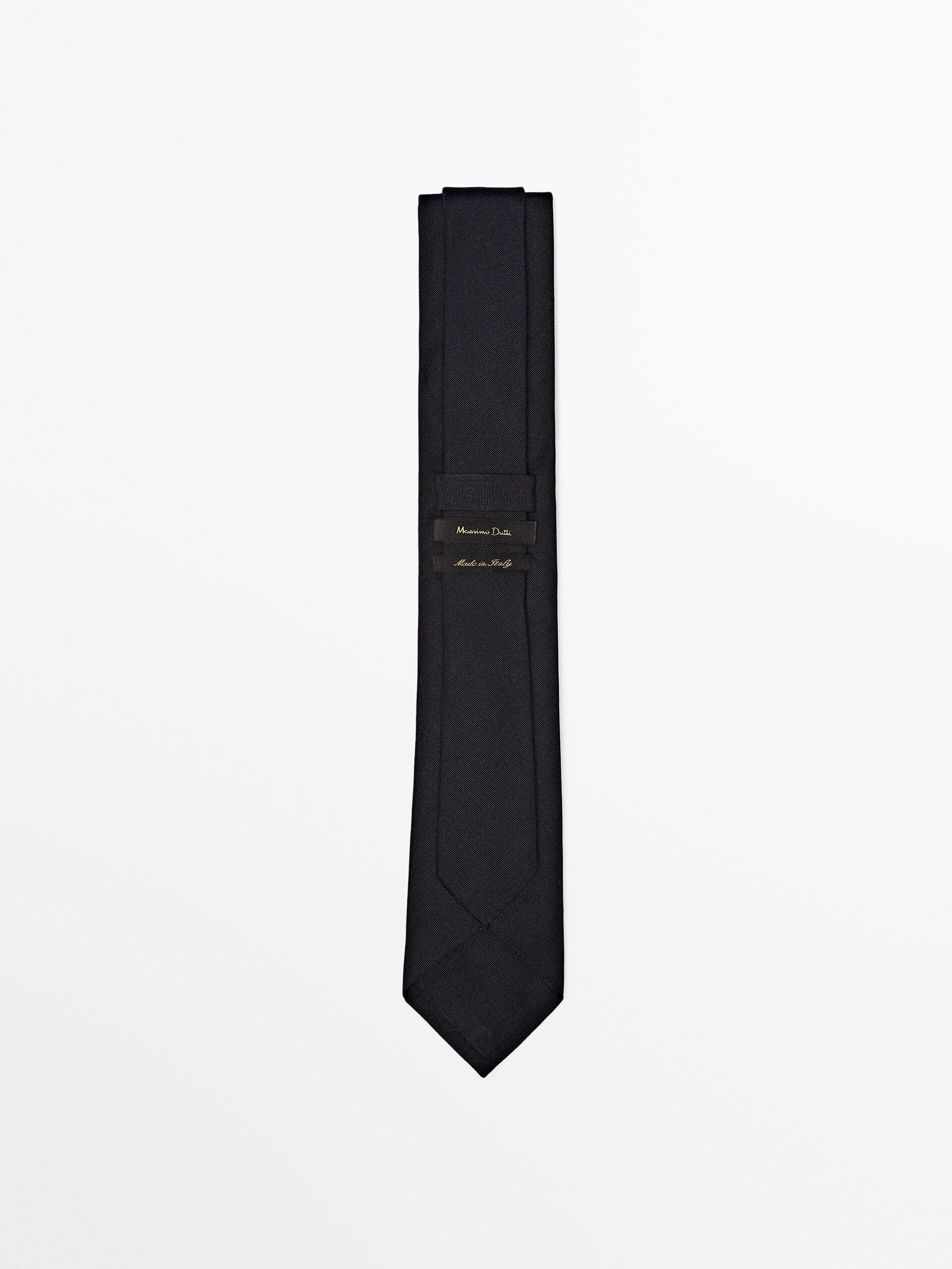 Cotton and silk blend twill tie — BLUE